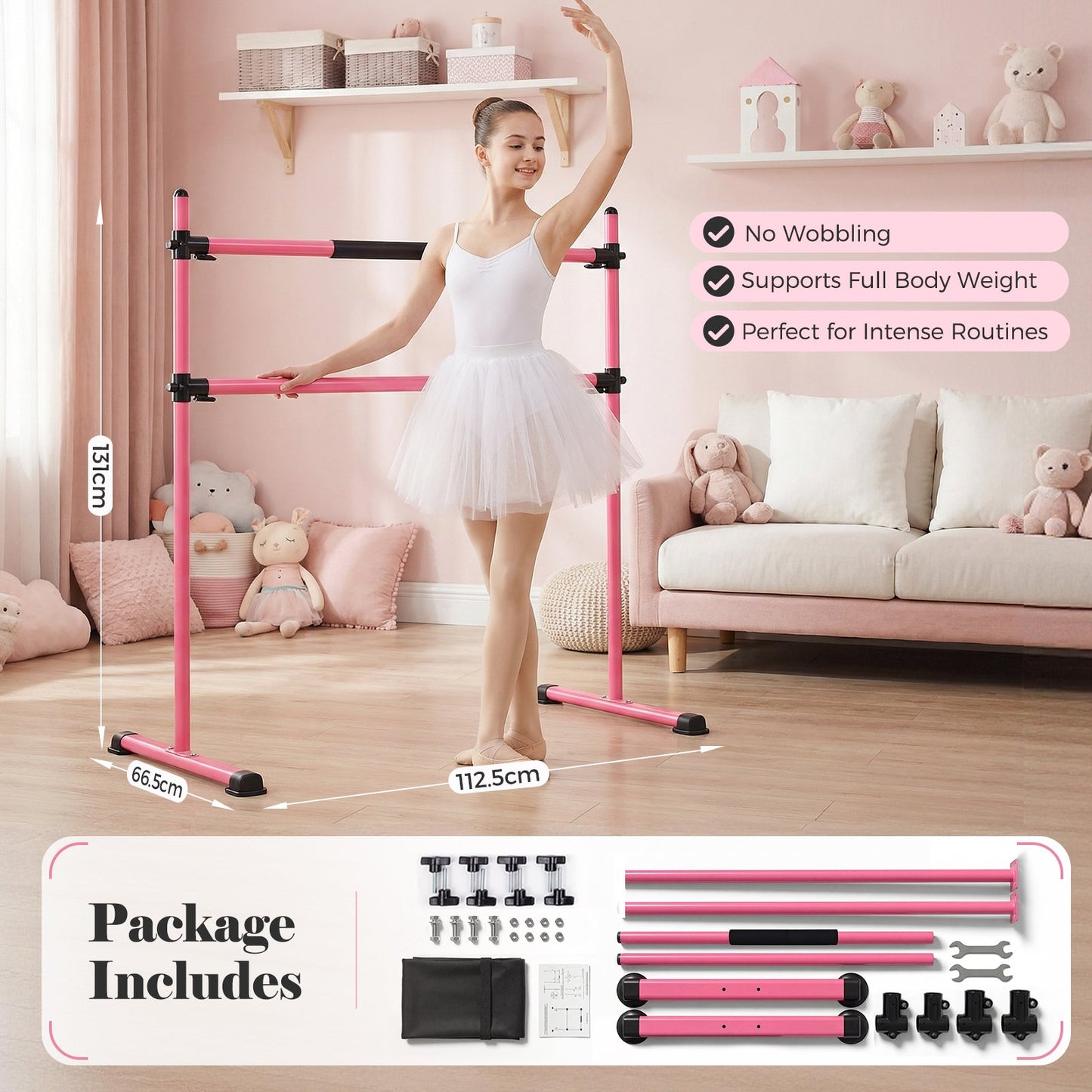 Advwin Double Ballet Barre Height Adjustable