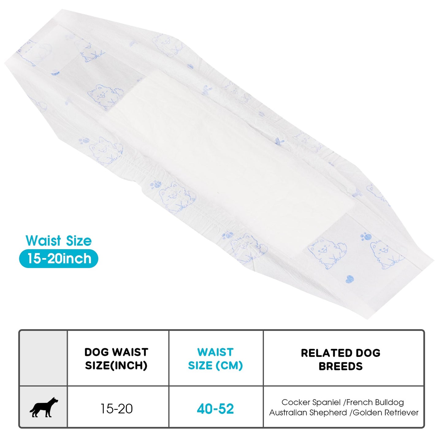 Advwin Male Dog Diaper Wraps 50 Count Large Size