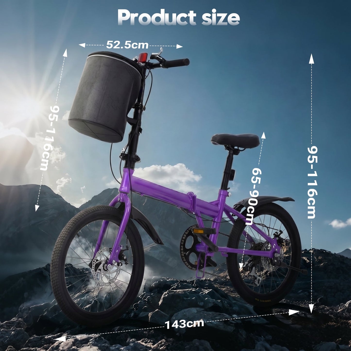 Advwin 20" Folding Bicycle with 6-Speed Dual Brake System