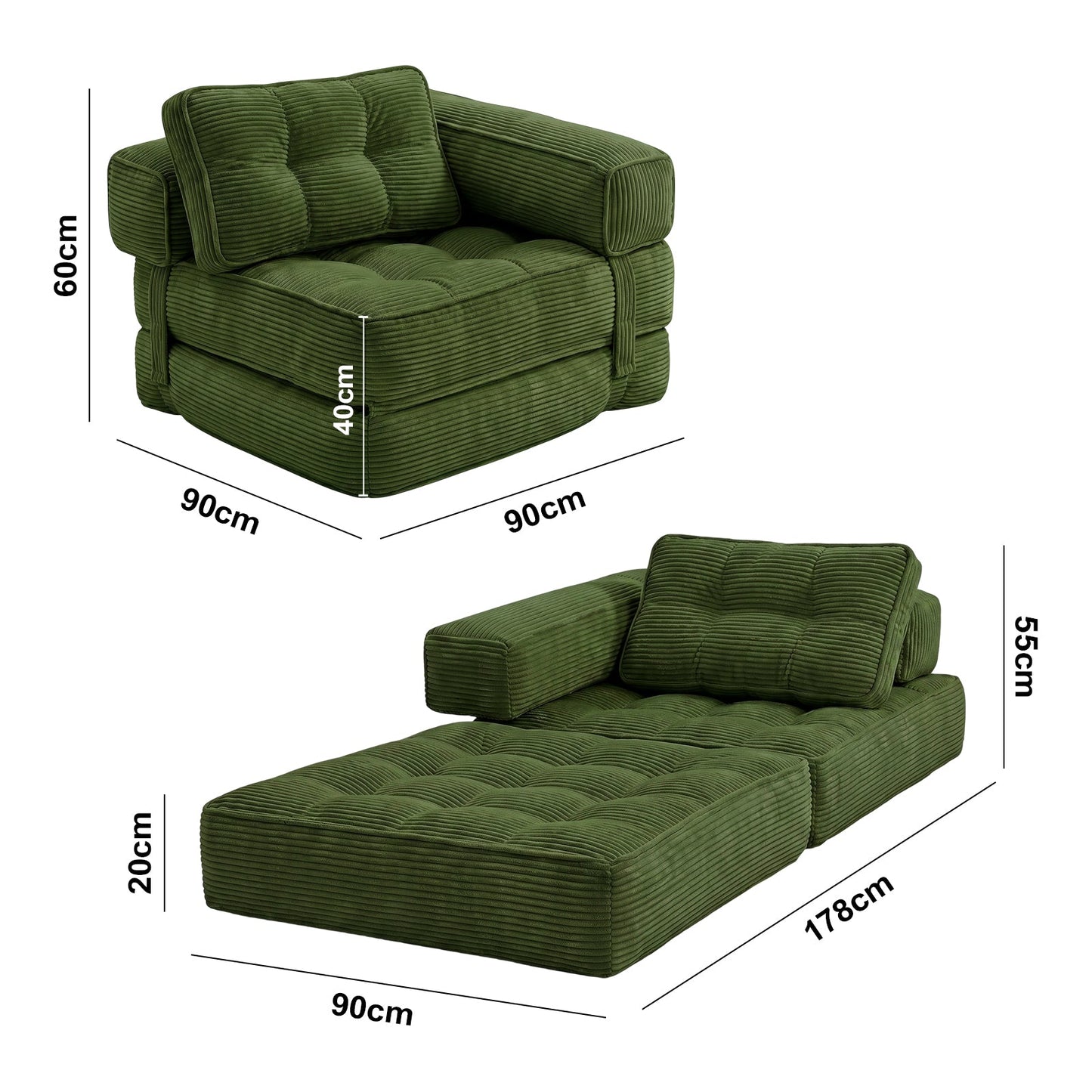 Advwin 3-in-1 Convertible Folding Sofa Bed