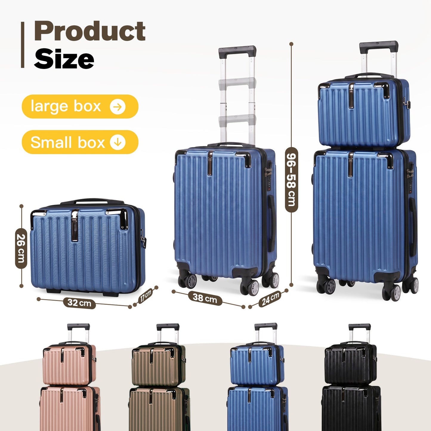 Advwin 20"+14" Hardshell Luggage Set with Power Bank Pocket