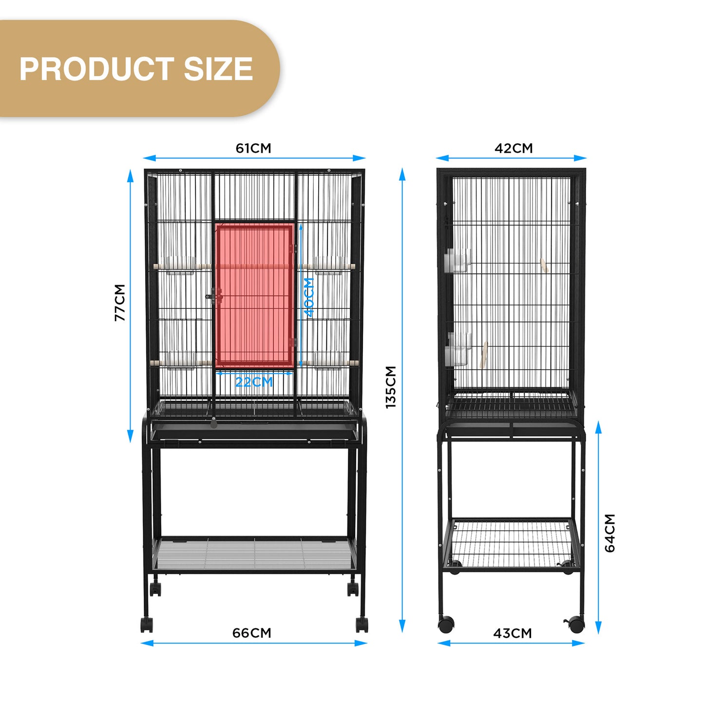 Advwin Bird Cage 2 Perches Large Aviary