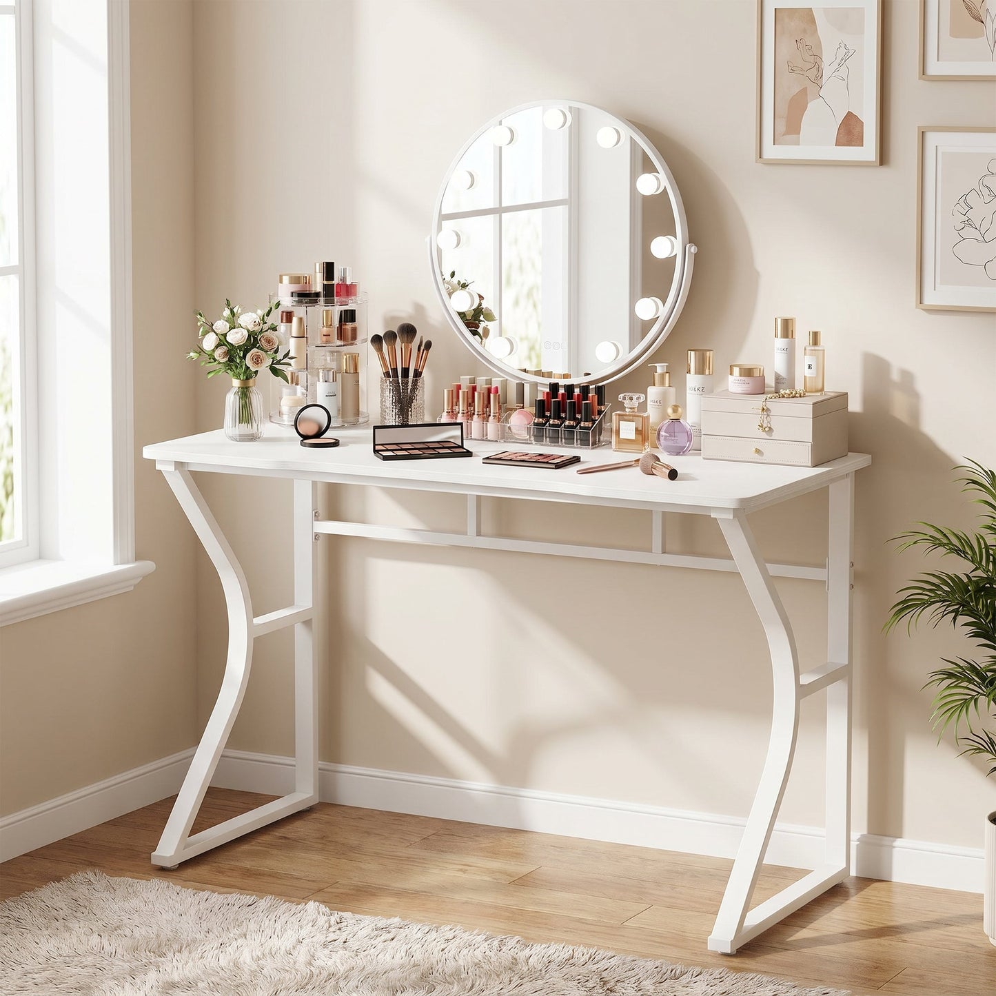 Advwin 120cm Computer Desk with 2 Cable Holes