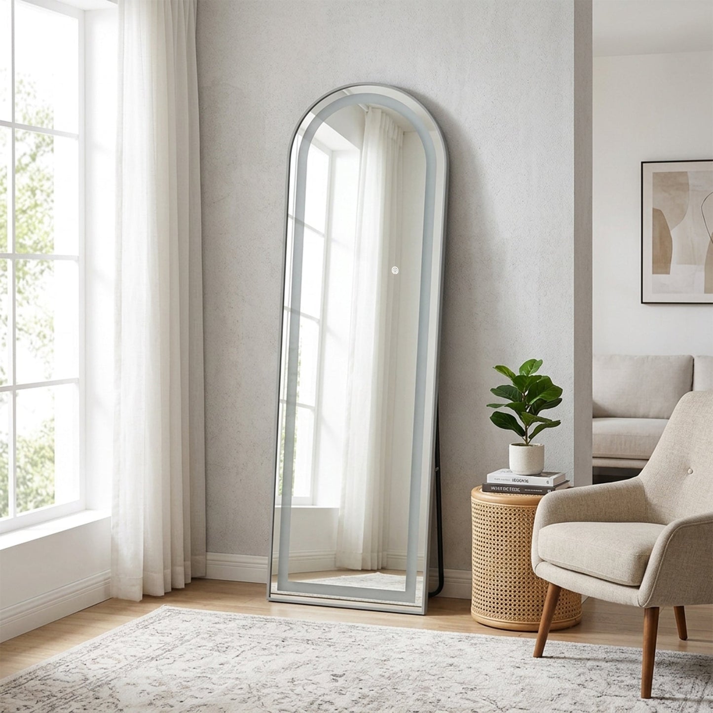 Advwin LED Arched Full Length Floor Mirror Wall Mounted