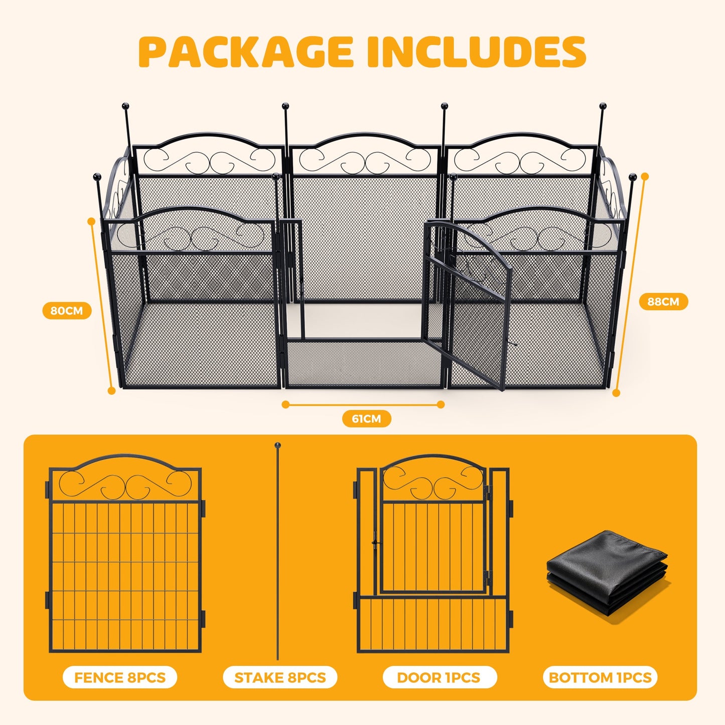 Advwin 8-Panel Metal Dog Playpen with Waterproof Bottom