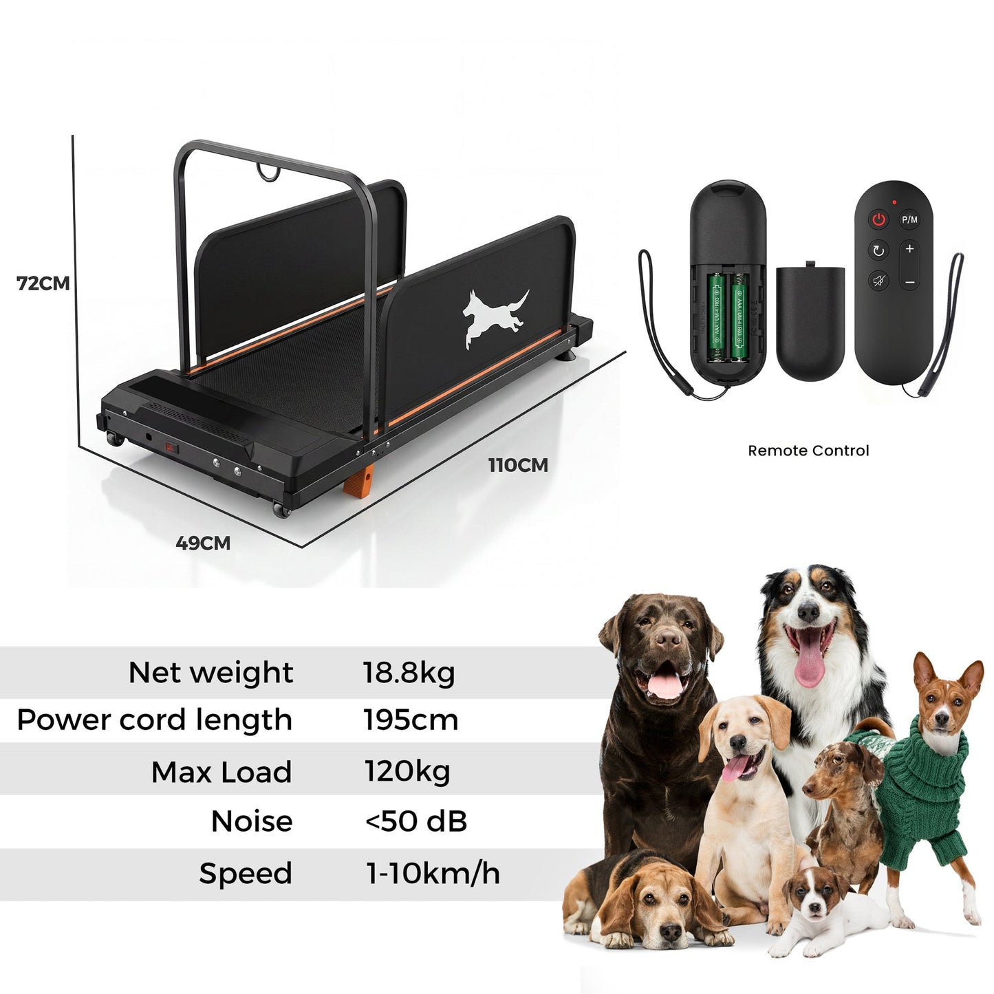 Advwin Dog Treadmill w/ 6° Incline & Adjustable Speed