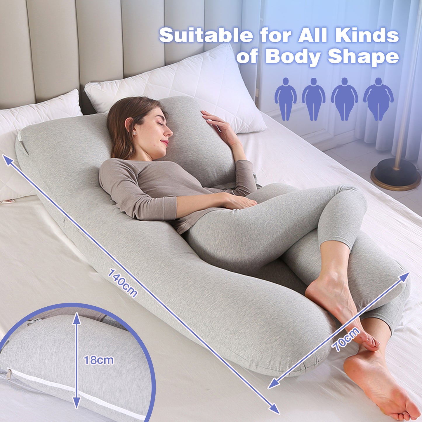 Advwin Pregnancy Pillow 55inch 2In1 U haped Pillow
