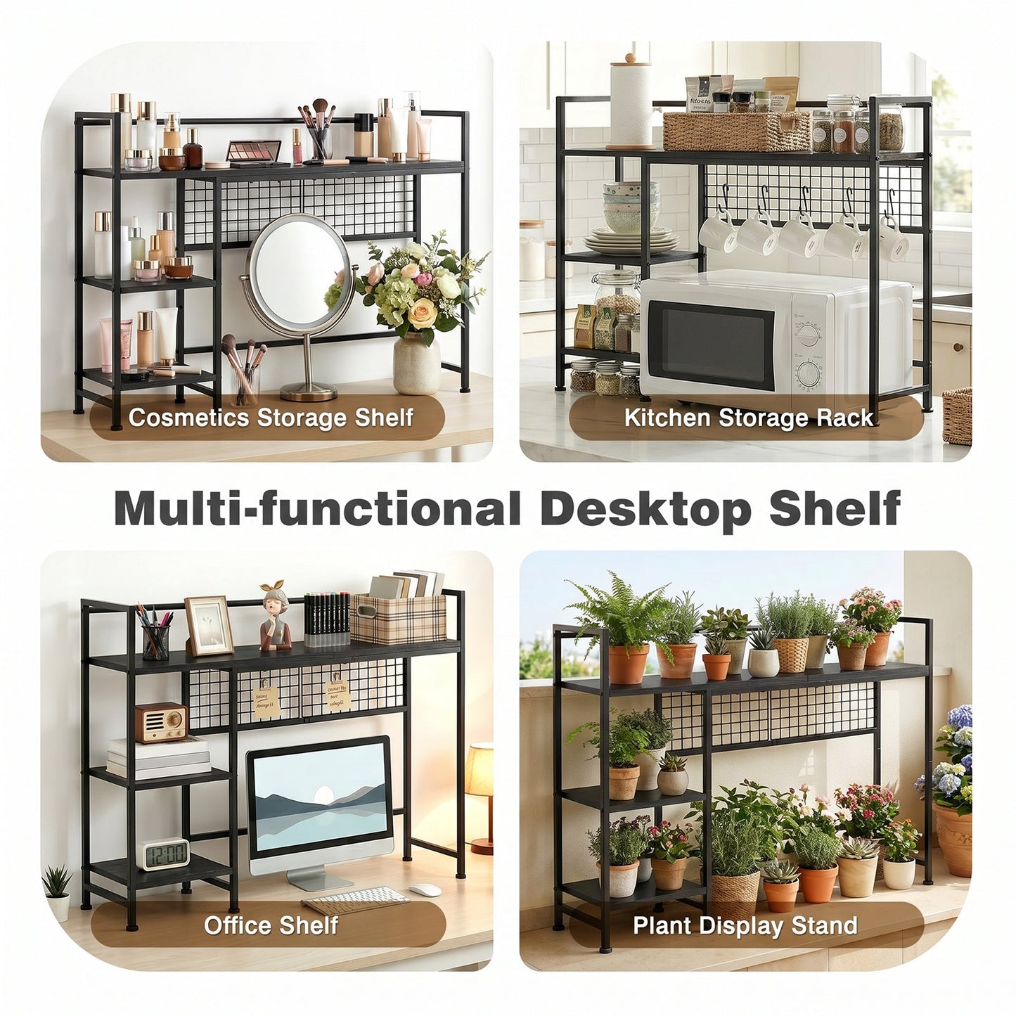 Advwin 3-Tier Desktop Organizer Shelf with 5 Hooks