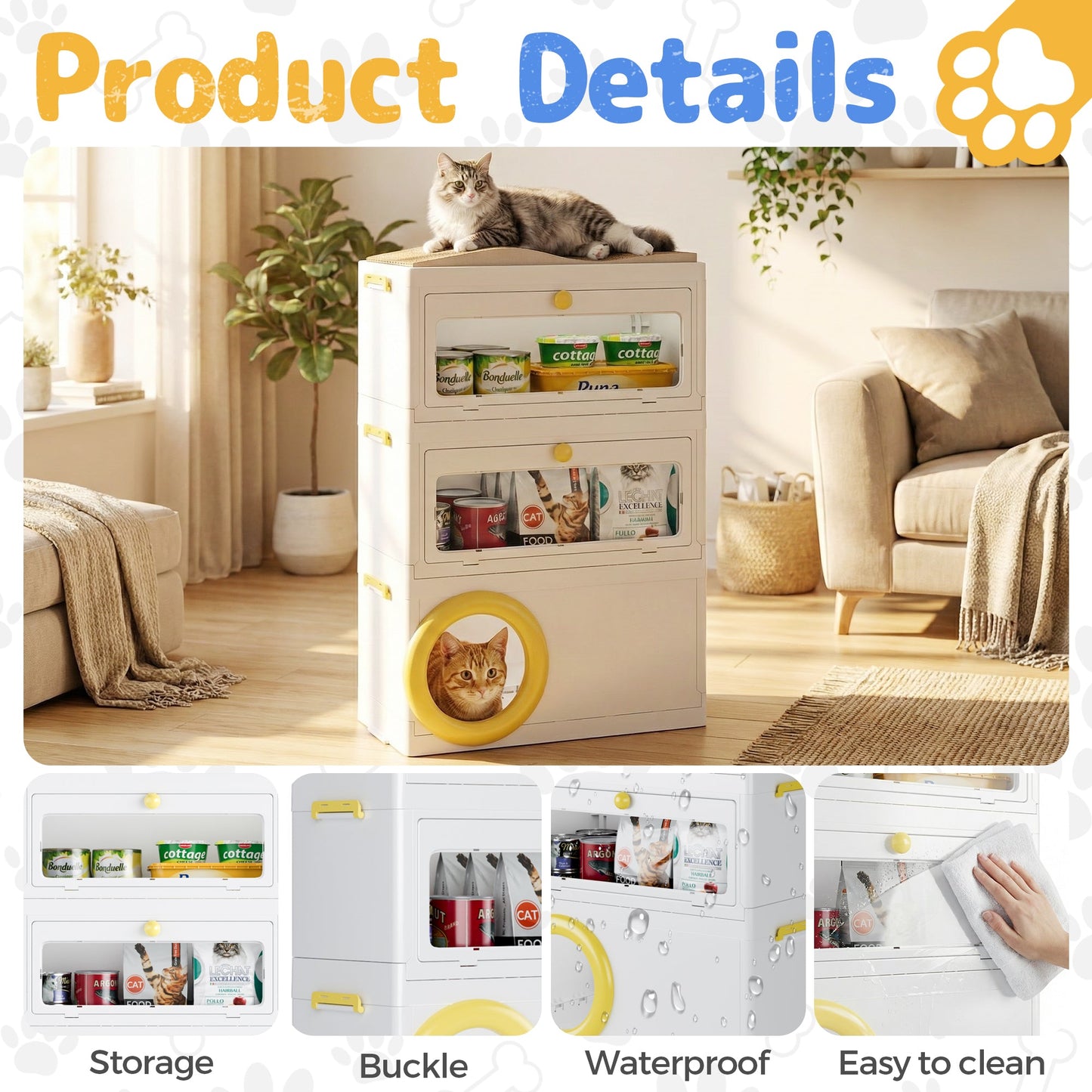 Advwin 4 in 1 Plastic Cat House with Scratching Board