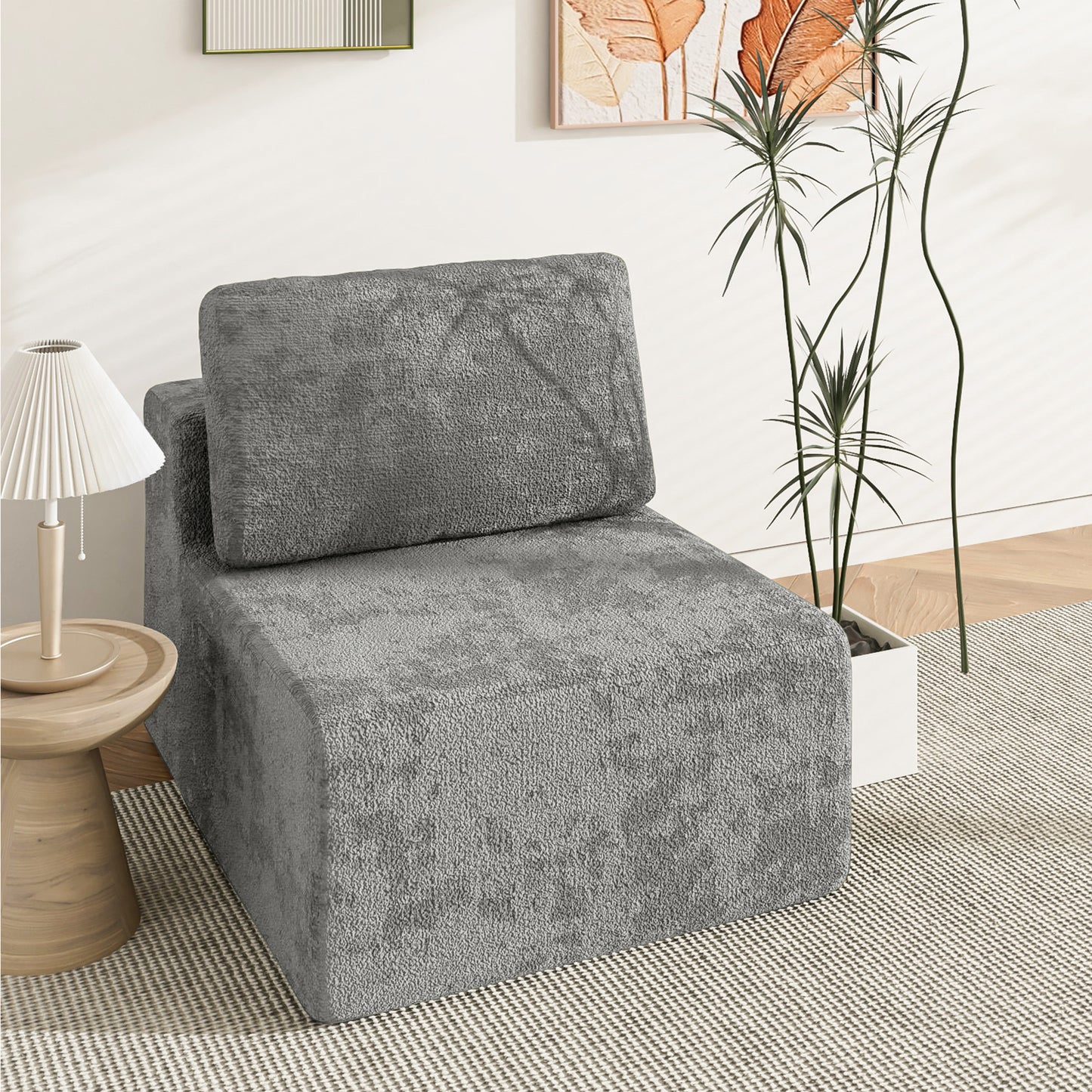 Advwin Armless Sofa Chair Chenille Fabric Modular Sofa