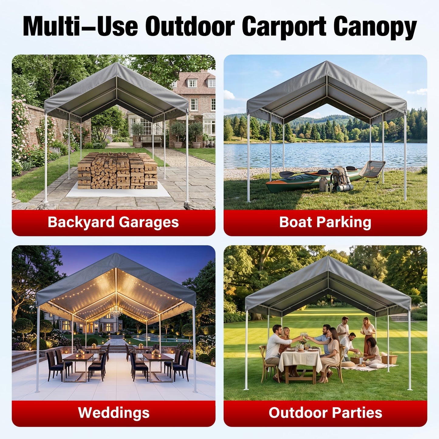 Advwin 3×6m Carport Replacement Canopy Cover