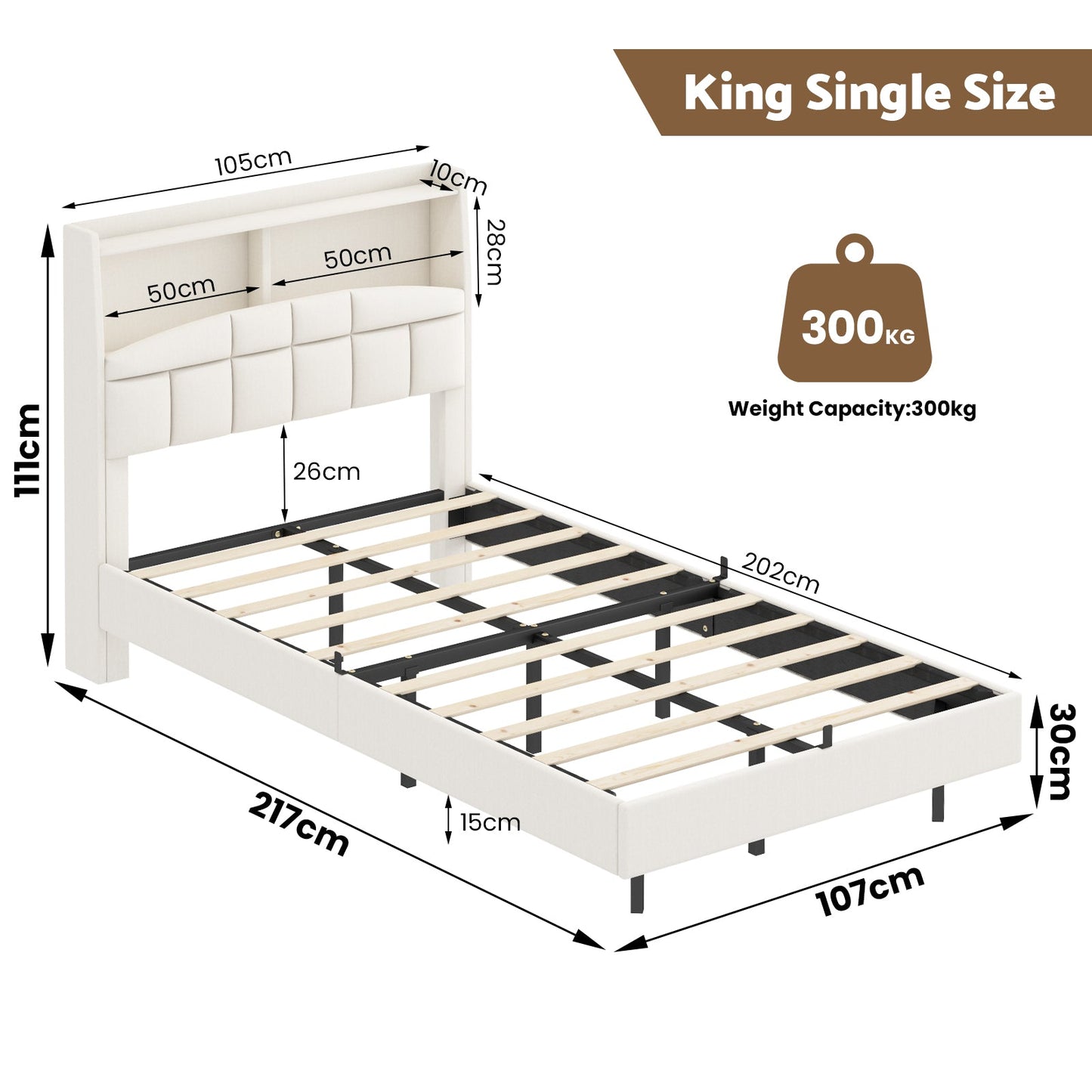 Advwin King Single Velvet Floating Bed Frame