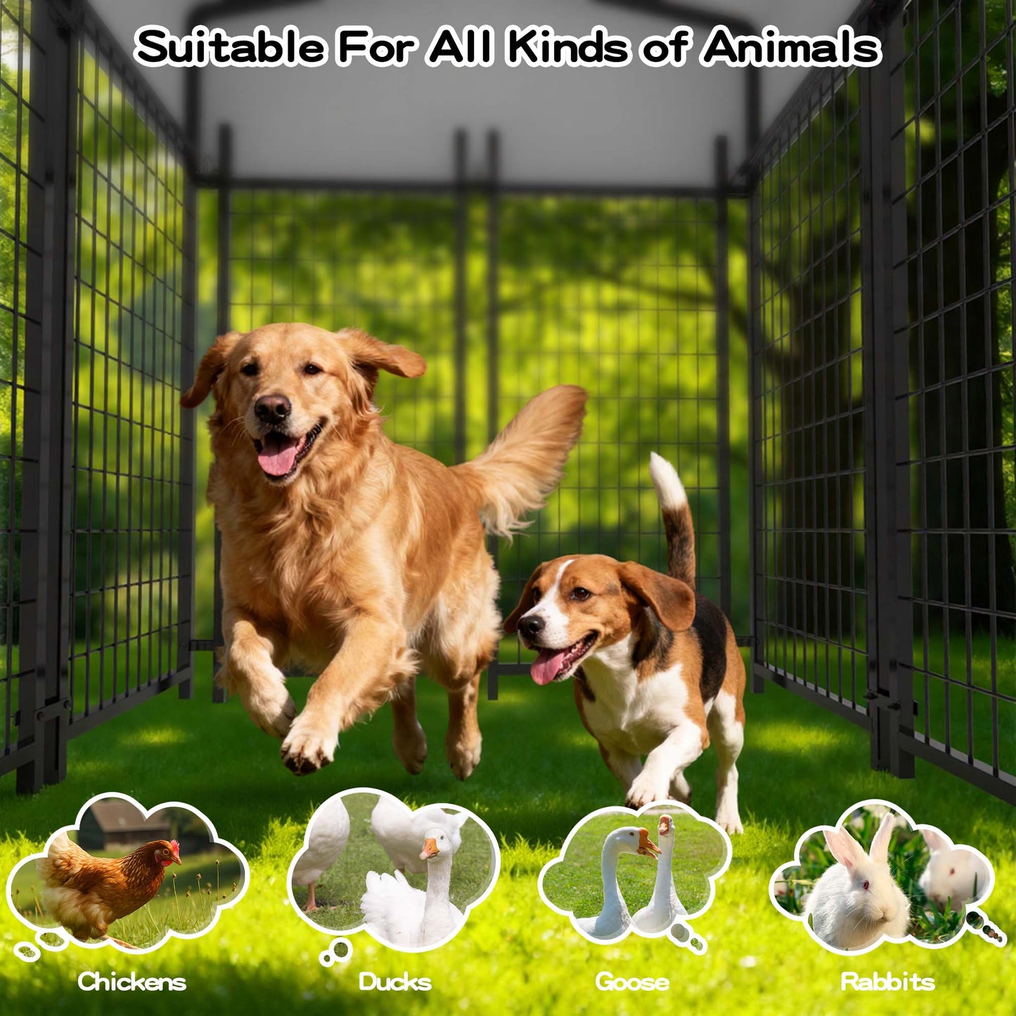 Advwin 8 Panels Outdoor Dog Kennel w/ Secure Lock