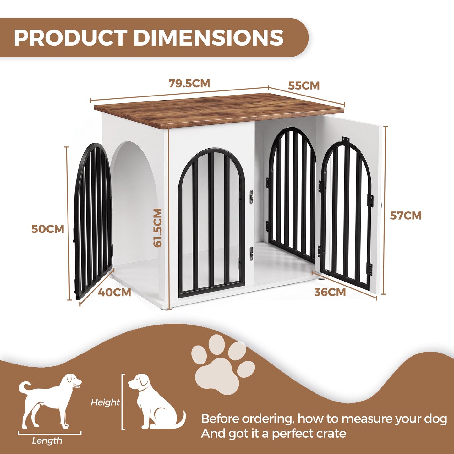 Advwin Dog Crate Furniture End Table with 3 Doors