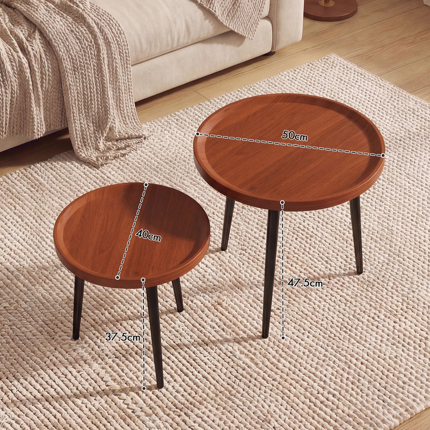 Advwin Walnut Nesting Coffee Tables Set of 2