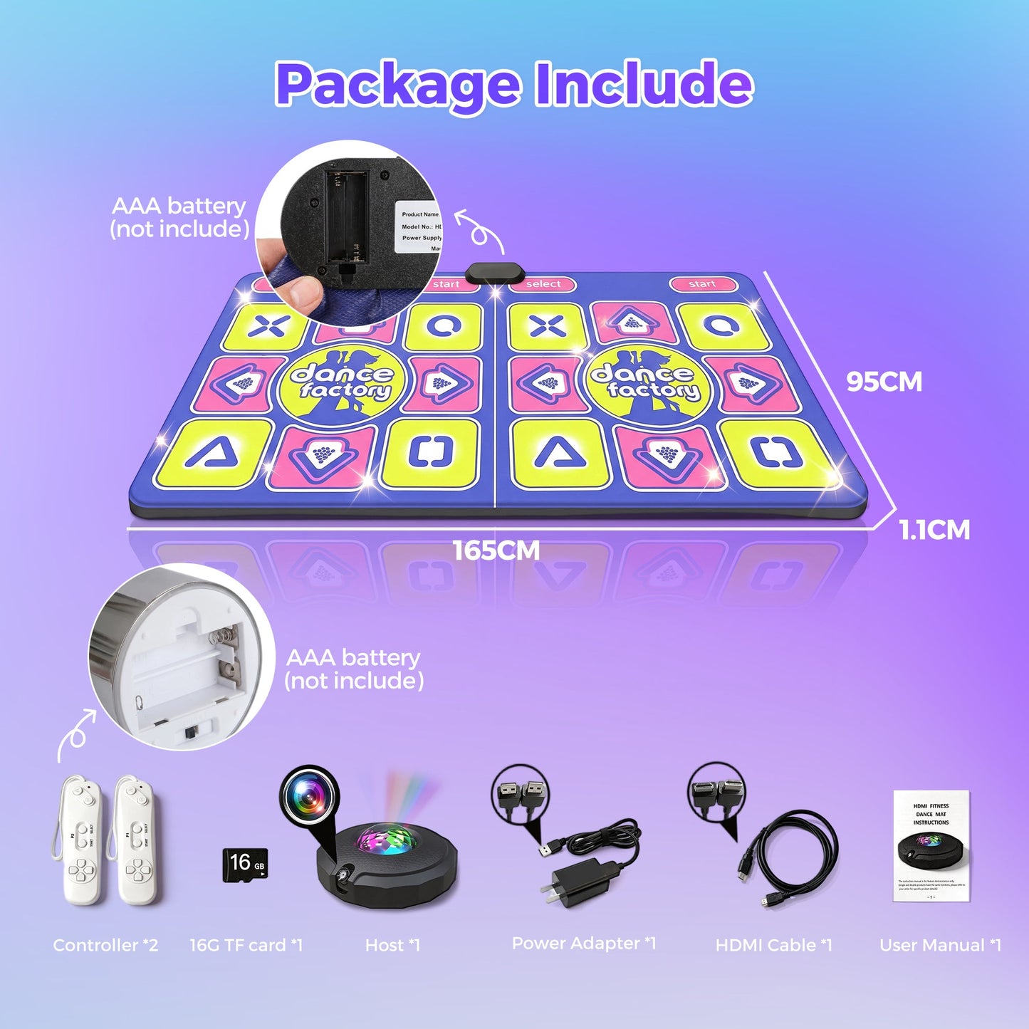 Advwin Double Dance Mat 2 Player Wireless Dance Game Mat