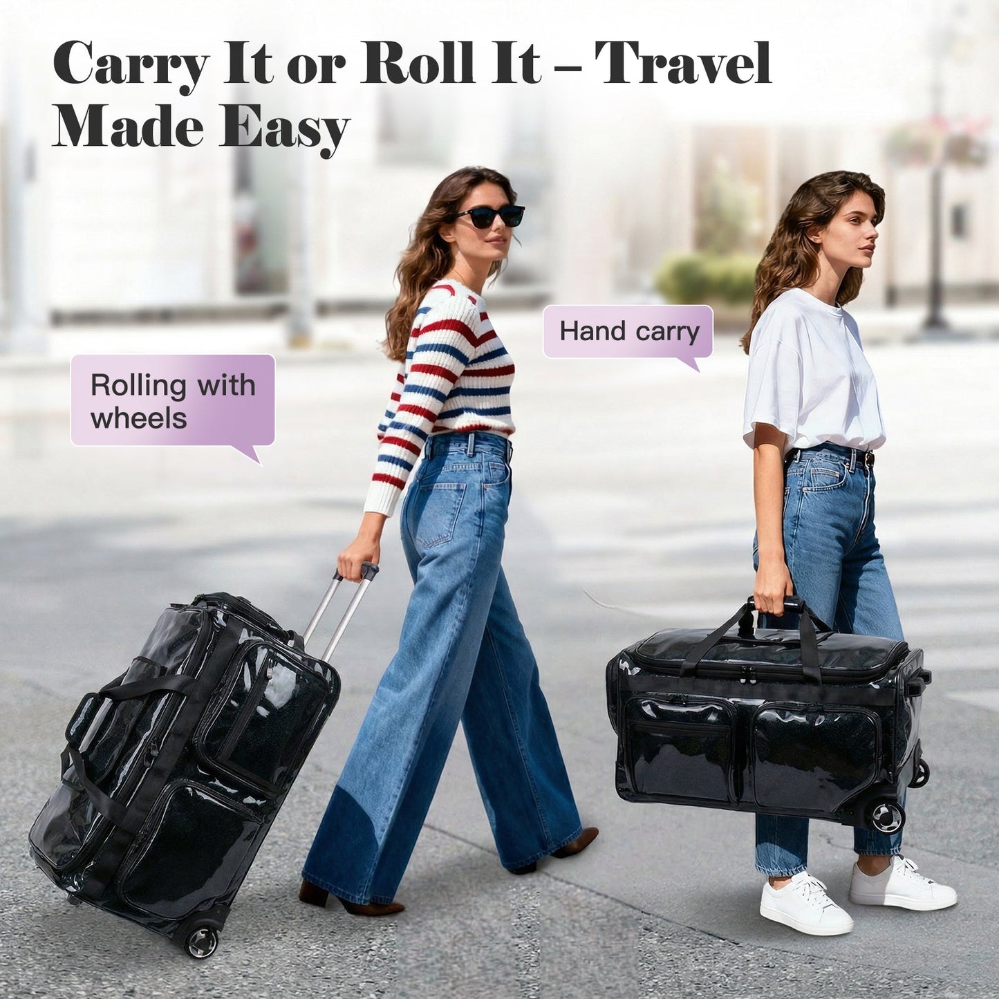 Advwin 26Inch Rolling Dance Bag with Garment Rack