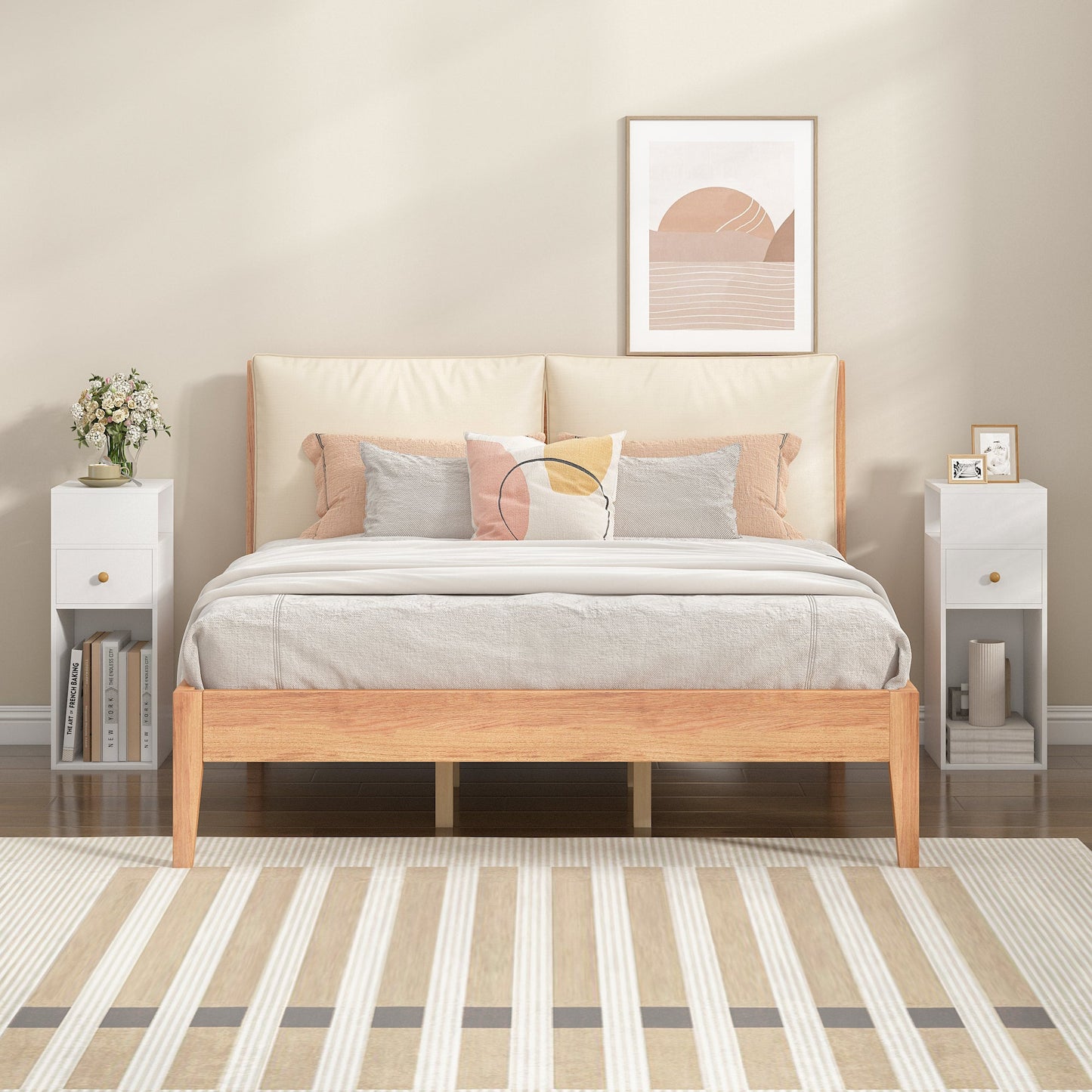 Advwin Narrow Sofa End Table with Drawer 25cm