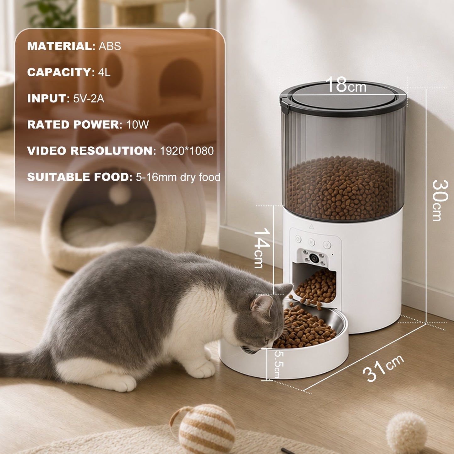 Advwin 4L Automatic Cat Feeder with 1080P HD Camera