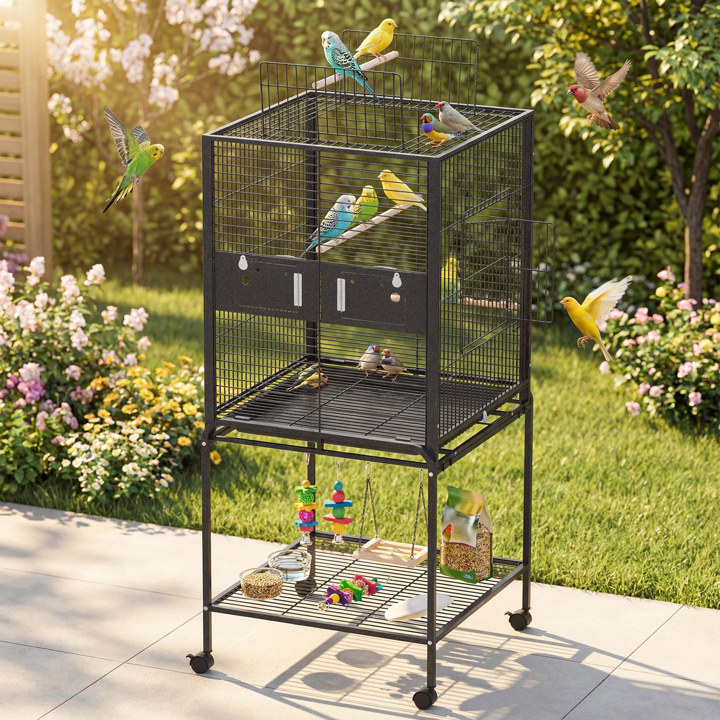 Advwin Bird Cage 146CM Open Top 2 Perches Aviary