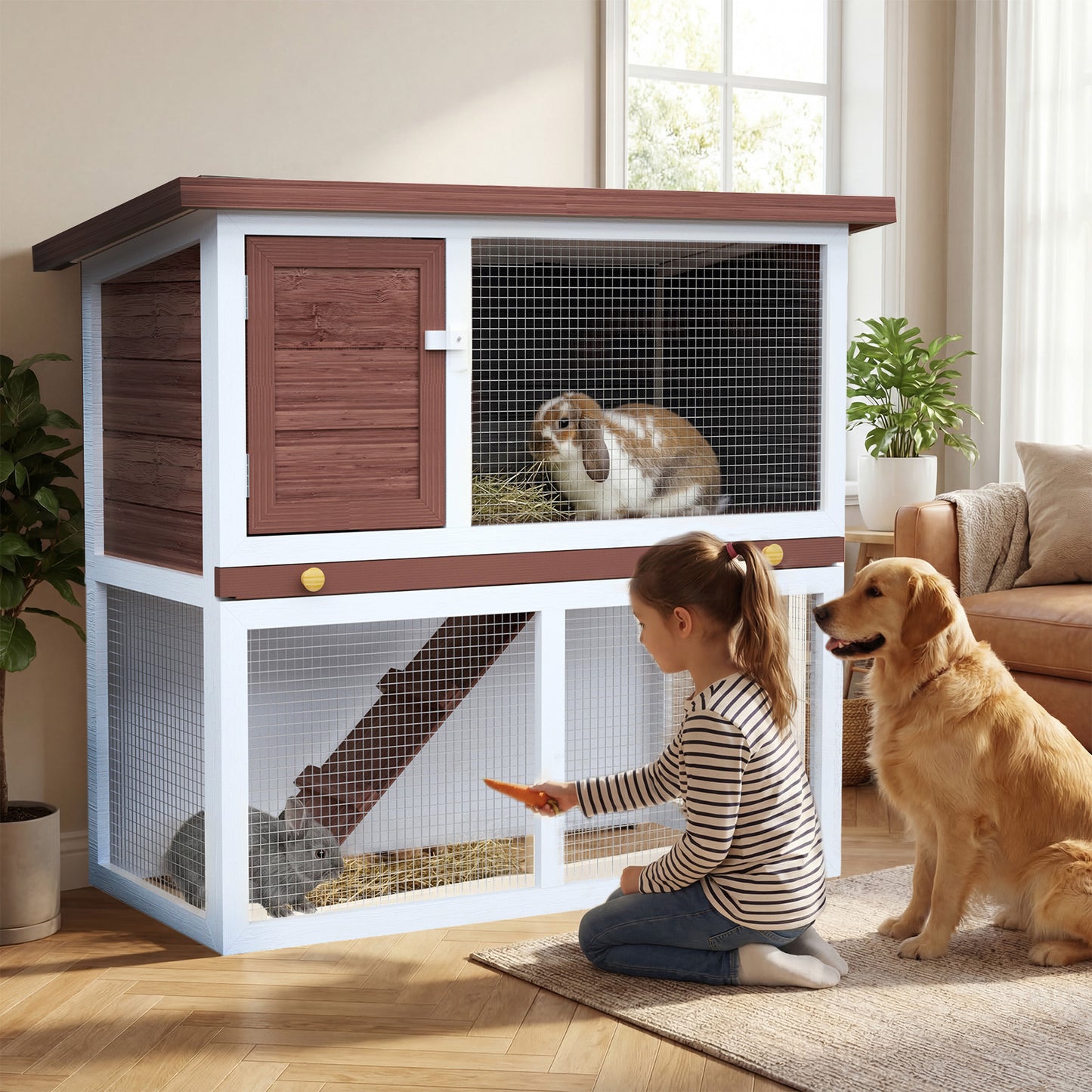 Advwin Wooden Pet Hutch Rabbit Cage House