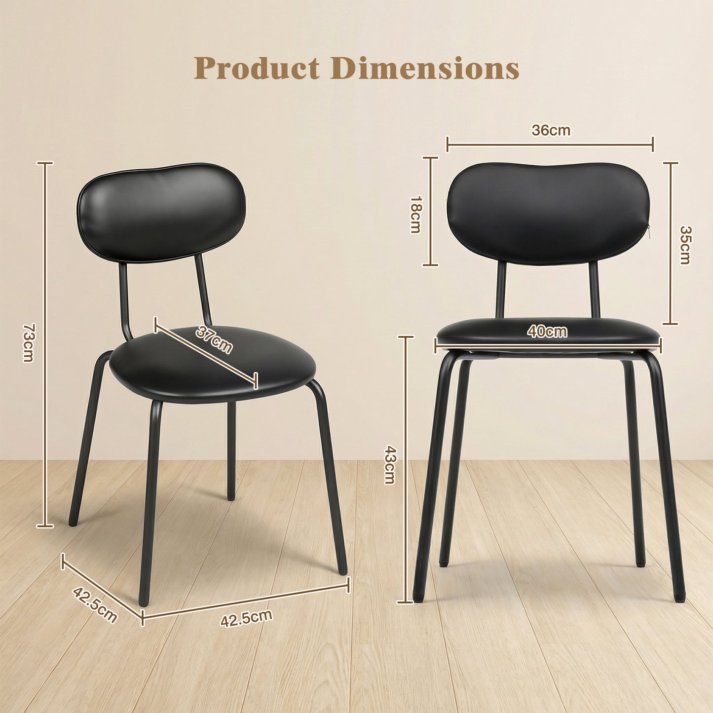 Advwin Kitchen Dining Chairs Black Set of 4