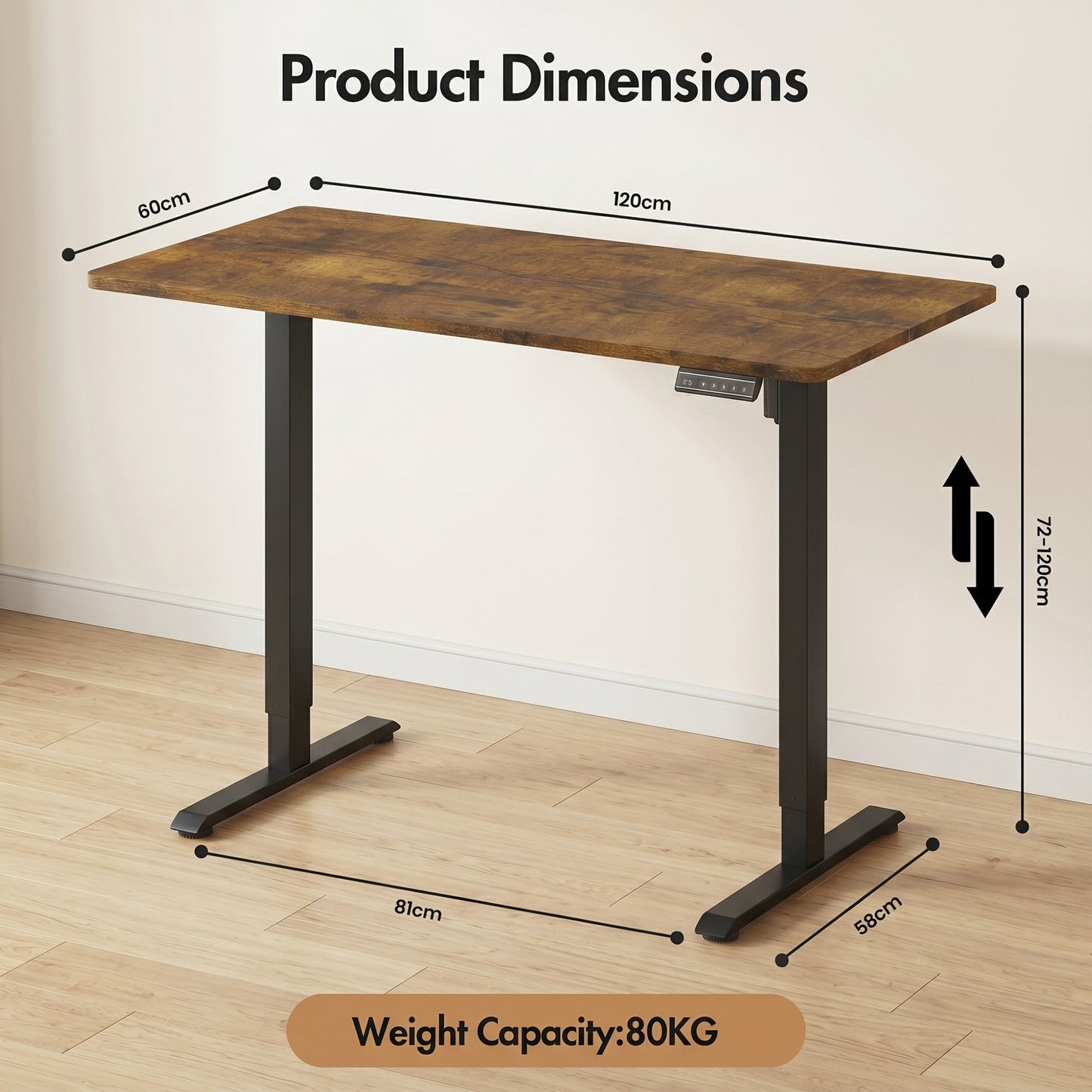 Advwin 120x60cm Electric Standing Desk Height Adjustable