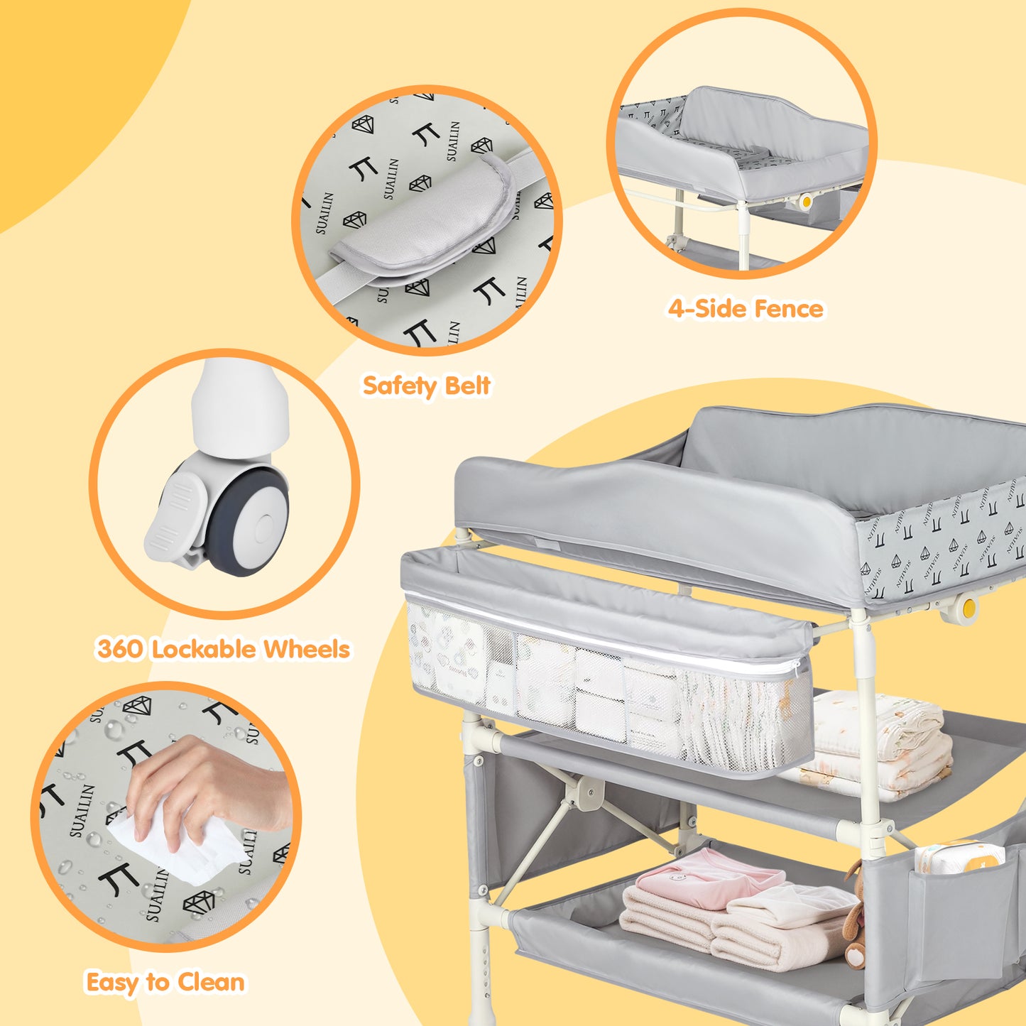 Advwin Portable Baby Changing Table with Adjustable Height