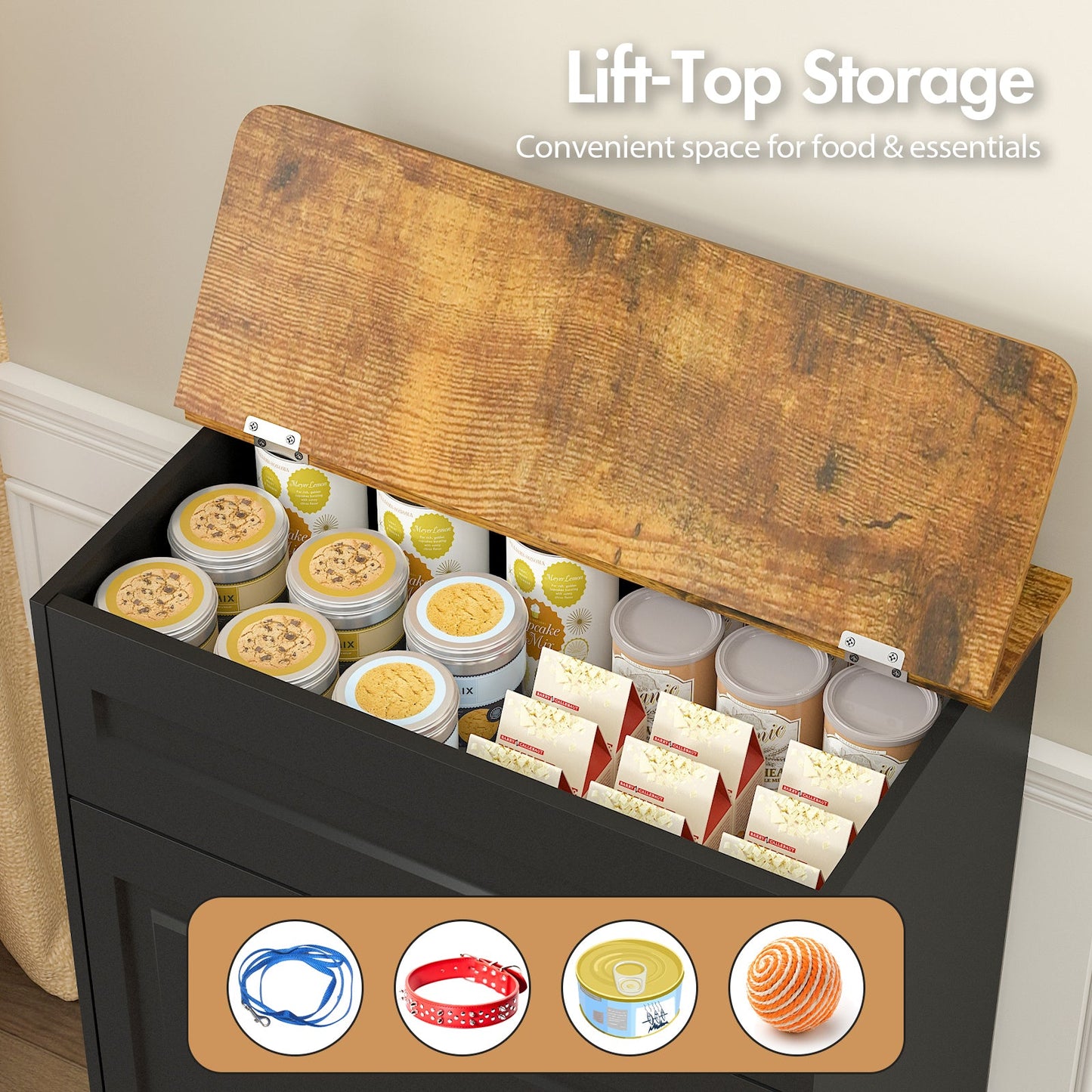 Advwin Dog Feeding Station with Storage & Steel Bowls