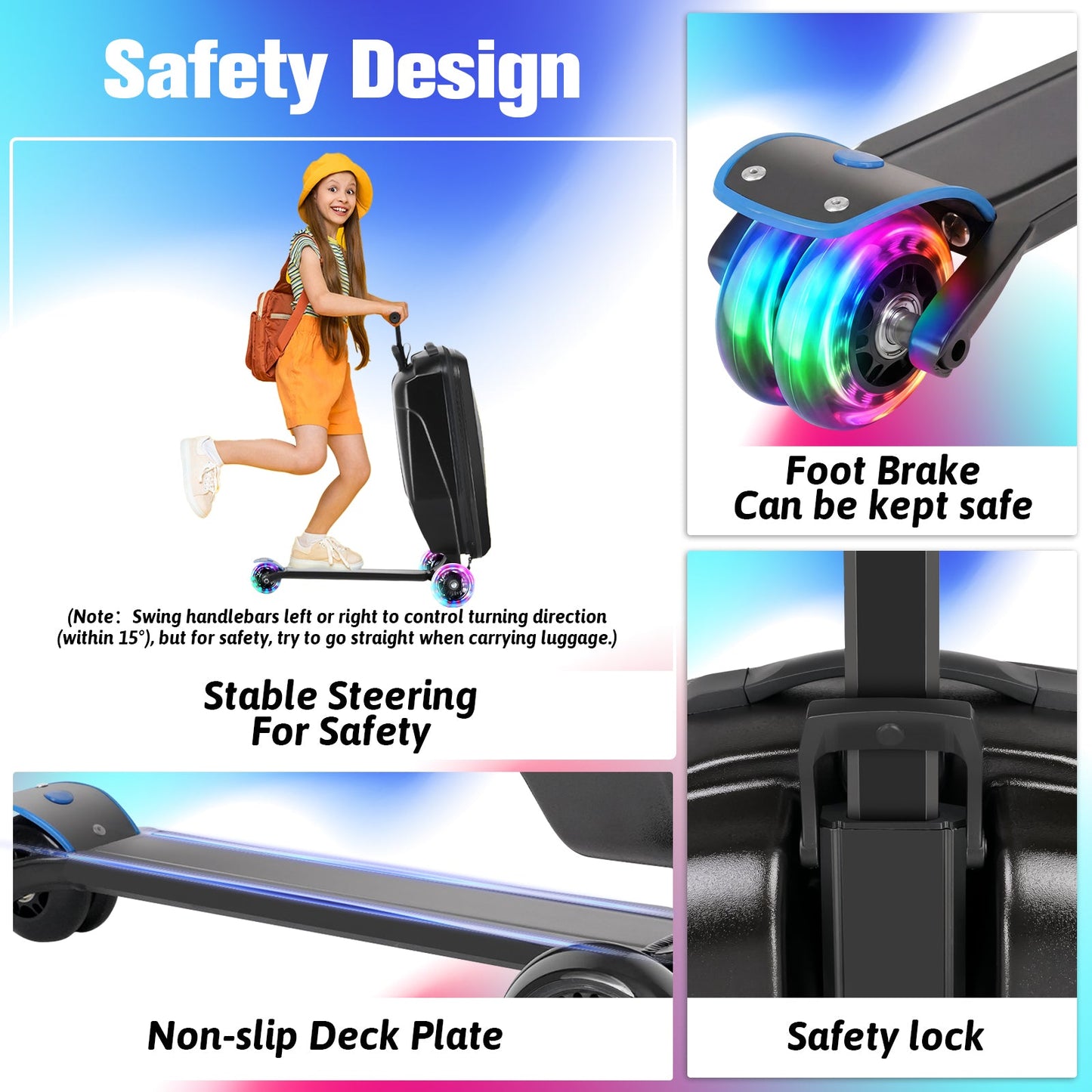 Advwin 2-in-1 Foldable Scooter Suitcase LED Wheels