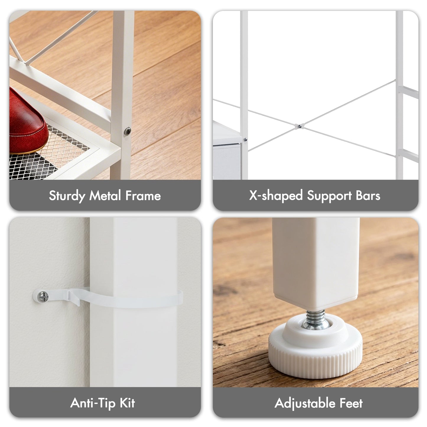 Advwin Portable Wardrobe with 2 Rods & 5 Drawers