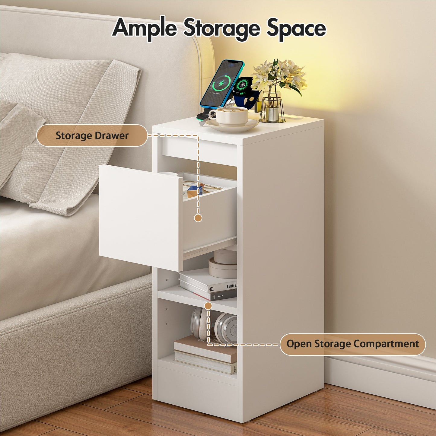 Advwin 2 ×LED End Table Sofa Side Table