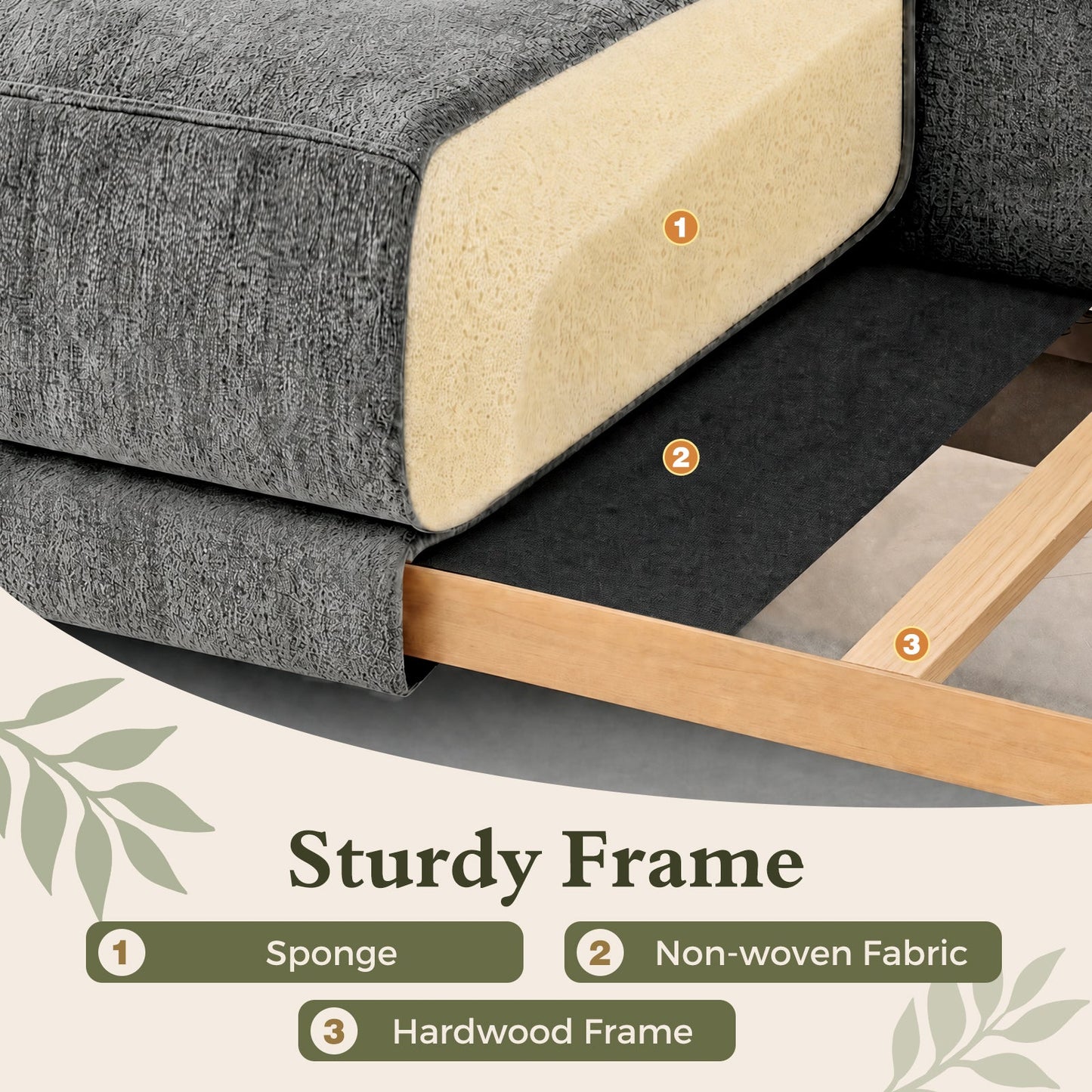 Advwin 3 Seater Sofa with Removable Backrest 225cm