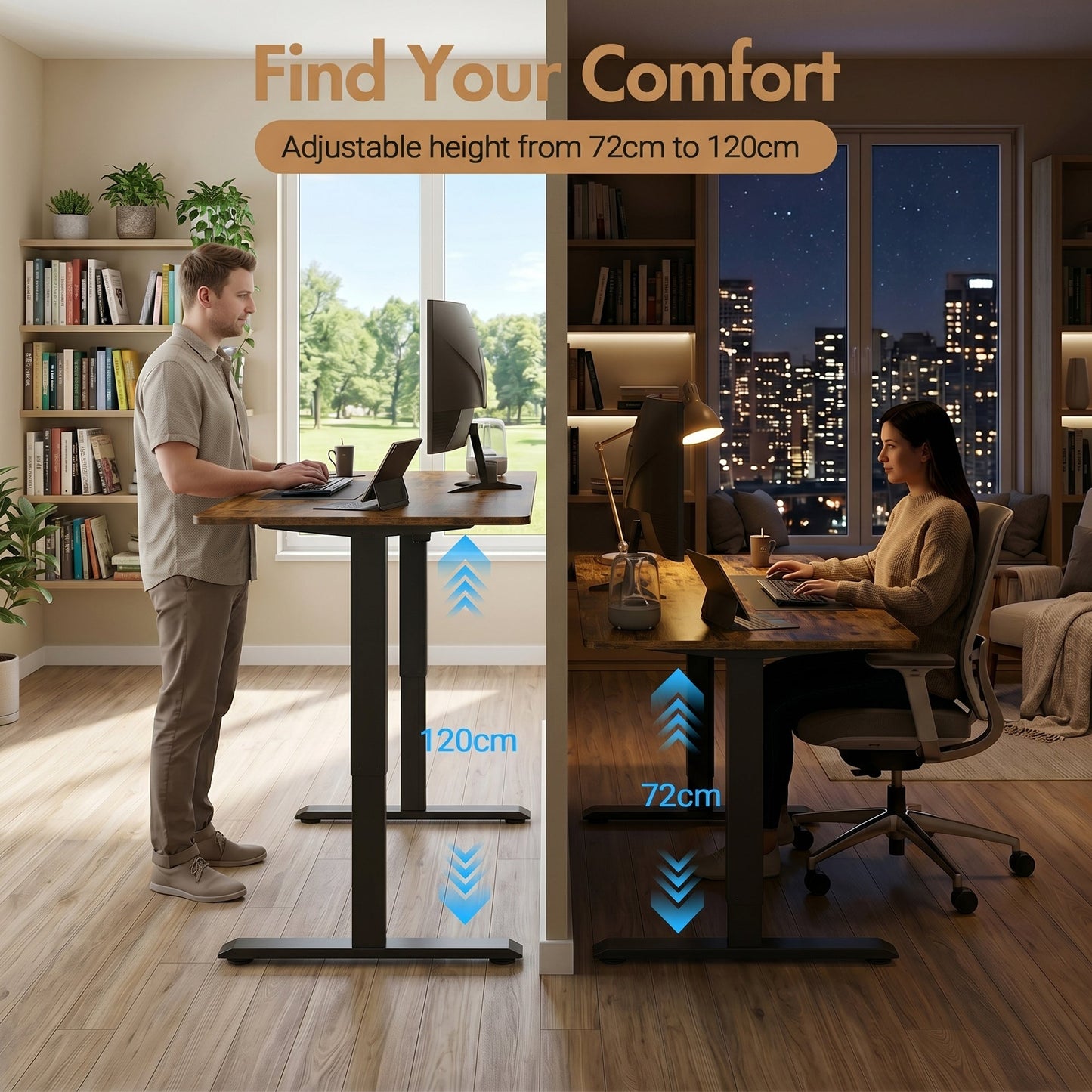 Advwin 120x60cm Electric Standing Desk Height Adjustable