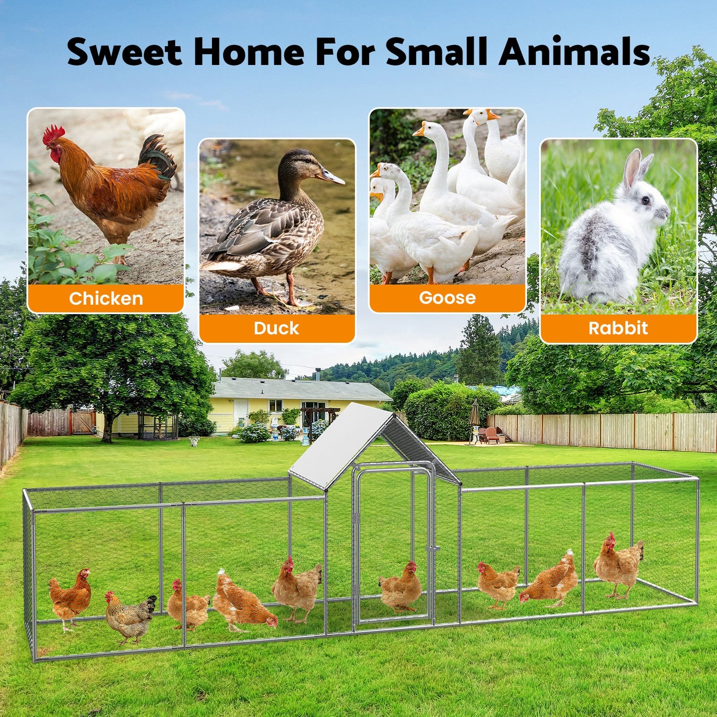 Advwin Metal Chicken Coop Walk-in Poultry Cage 5x1x1.5m