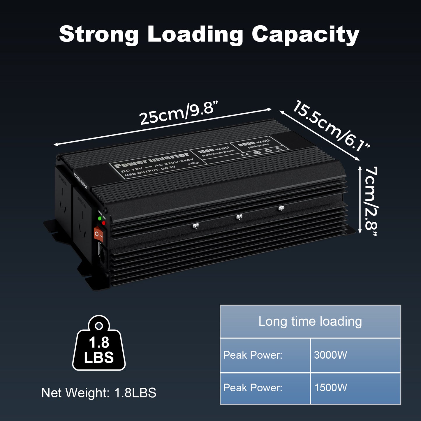 Advwin 1500W Pure Sine Power Inverter with Remote