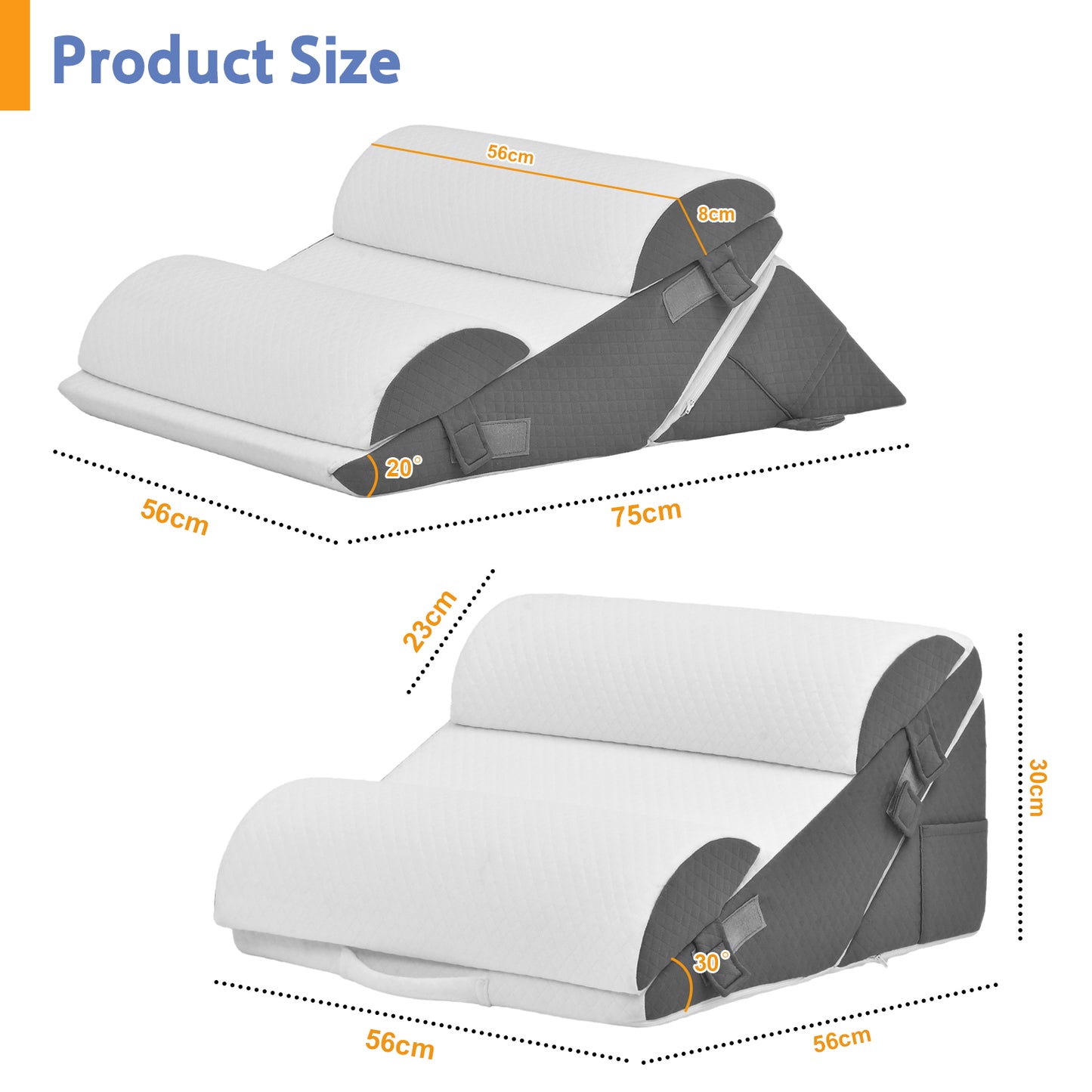 Advwin Bed Wedge Pillow Set Adjustable Foam Reading Pillow