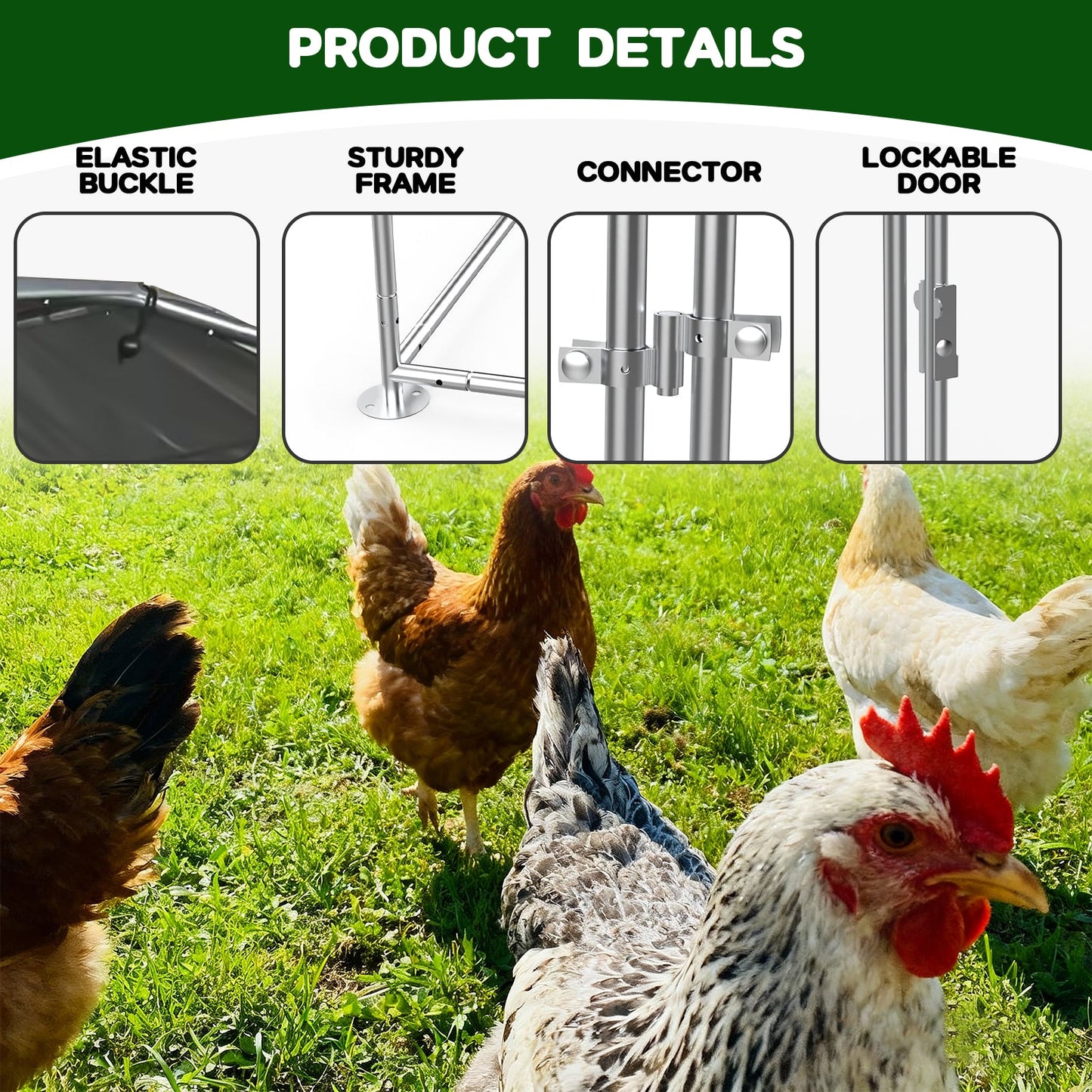 Advwin 6x3x1.95m Walk-in Metal Chicken Coop