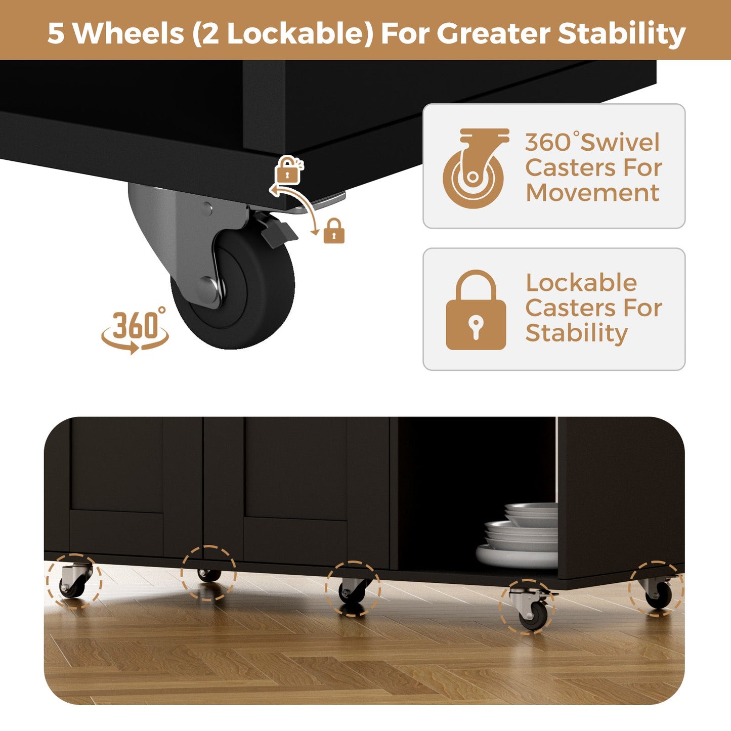 Advwin Kitchen Island Cart on Wheels with Charging Station