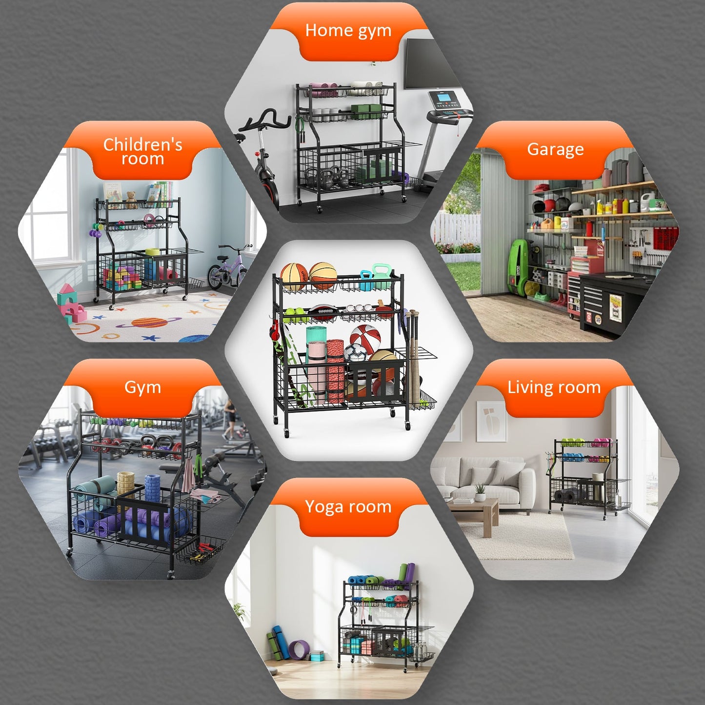 Advwin Home Gym Storage Rack with Wheels