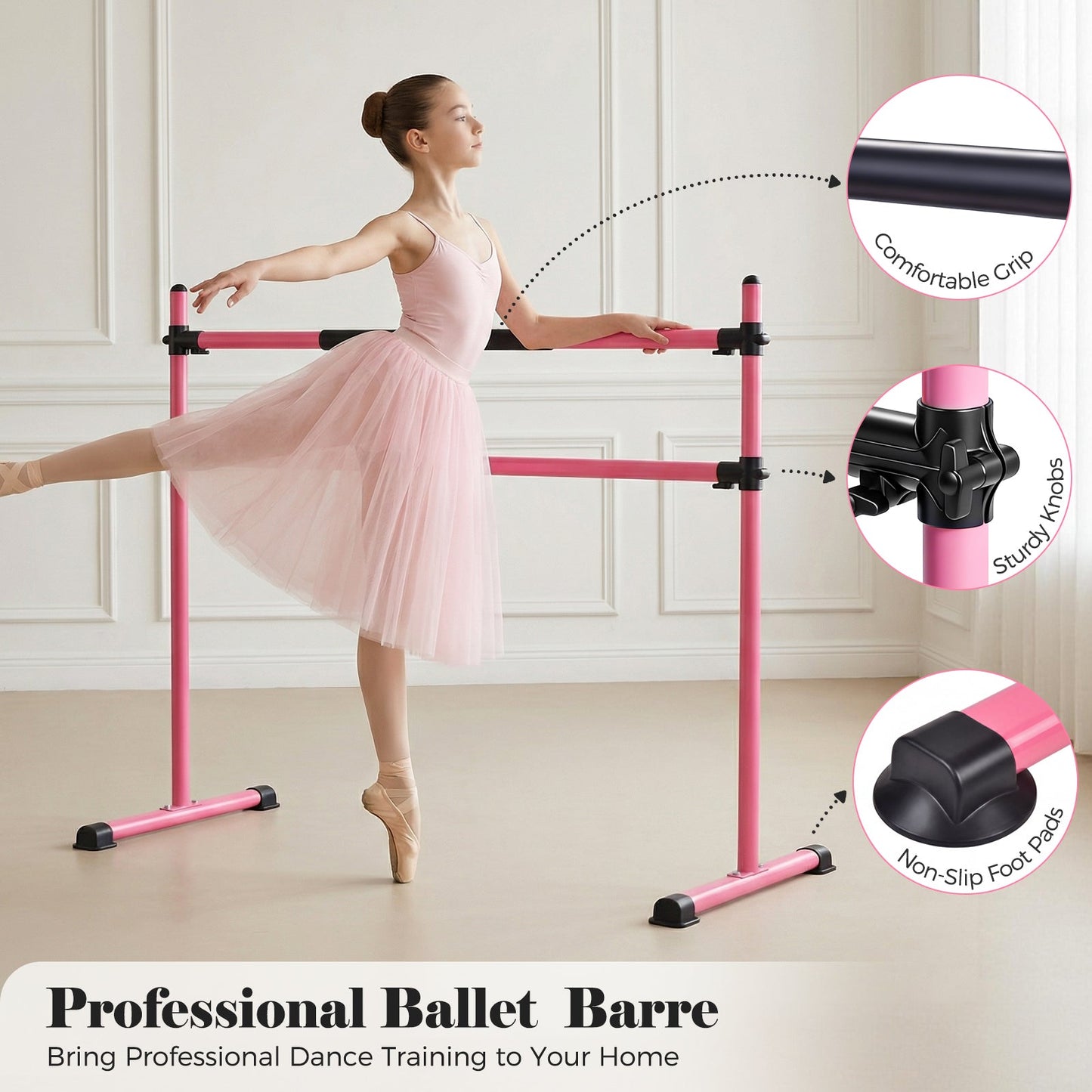 Advwin Double Ballet Barre Height Adjustable