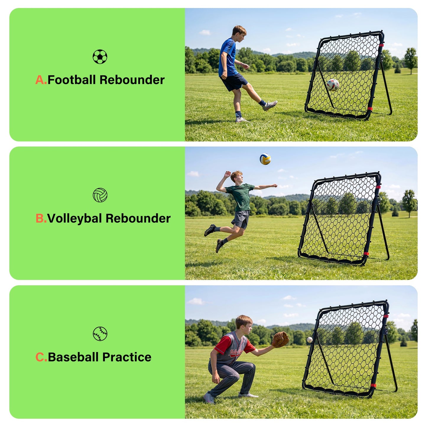 Advwin 1x1m Foldable Soccer Rebound Net