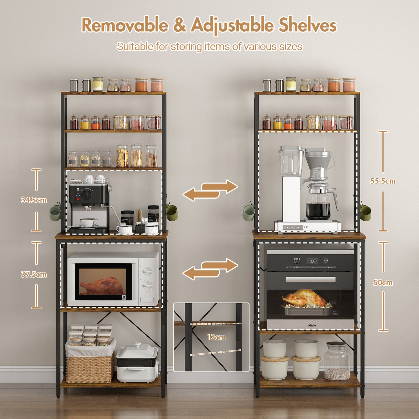 Advwin 6 Tiers Kitchen Bakers Rack with Power Outlet