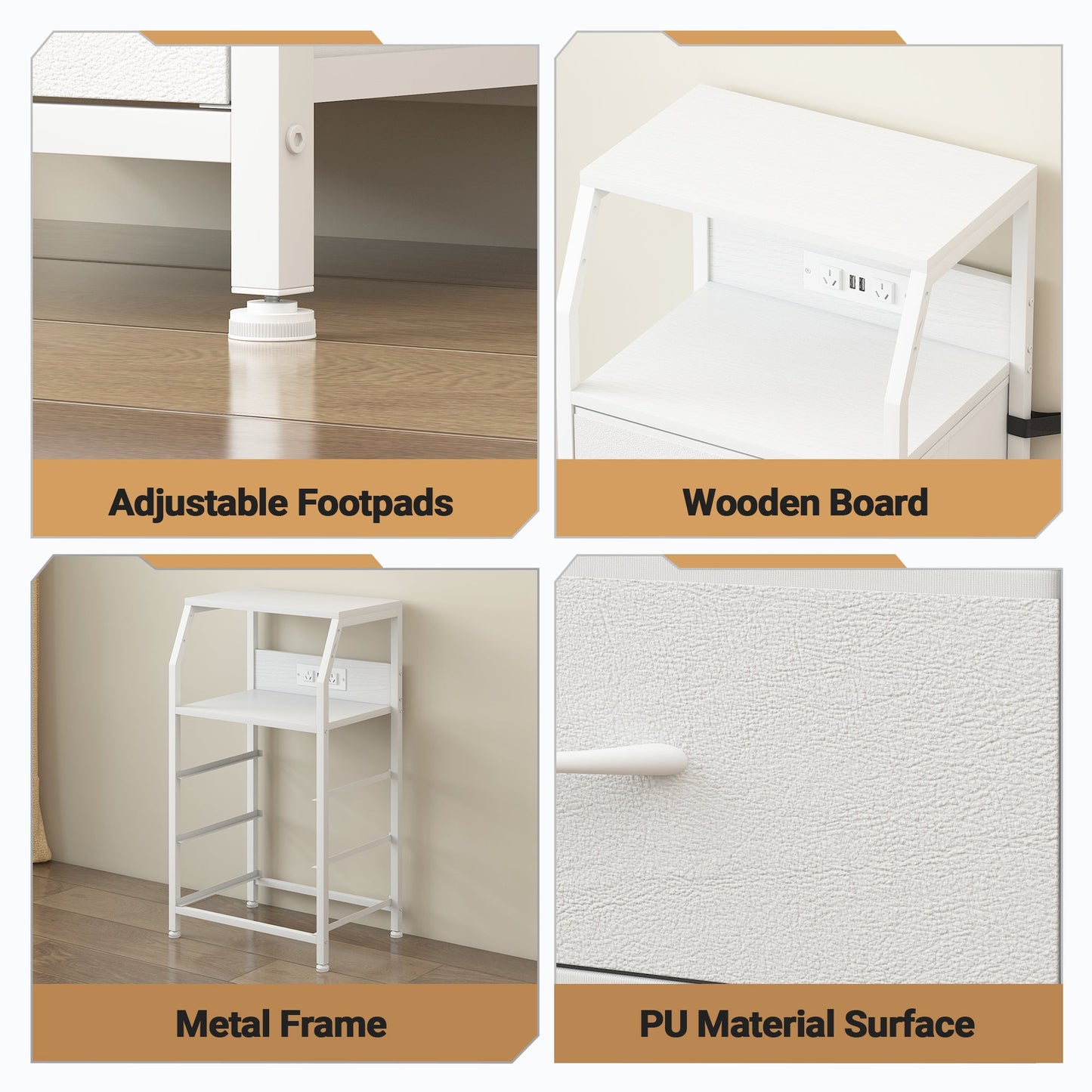 Advwin Set of 2 Bedside Table with 3 Drawers