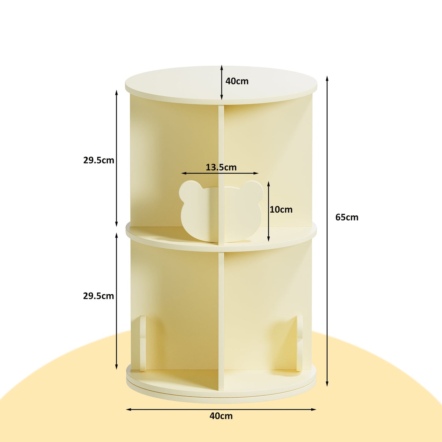 Advwin 2-Tier Kids 360° Rotating Bookshelf Yellow