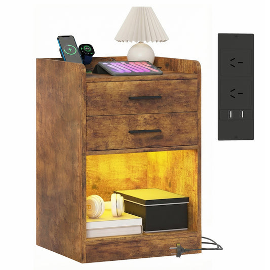 Advwin LED Bedside Table with Charging Station