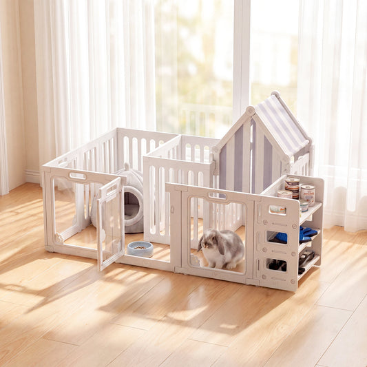 Advwin Pet Playpen with Tent & Storage Rack