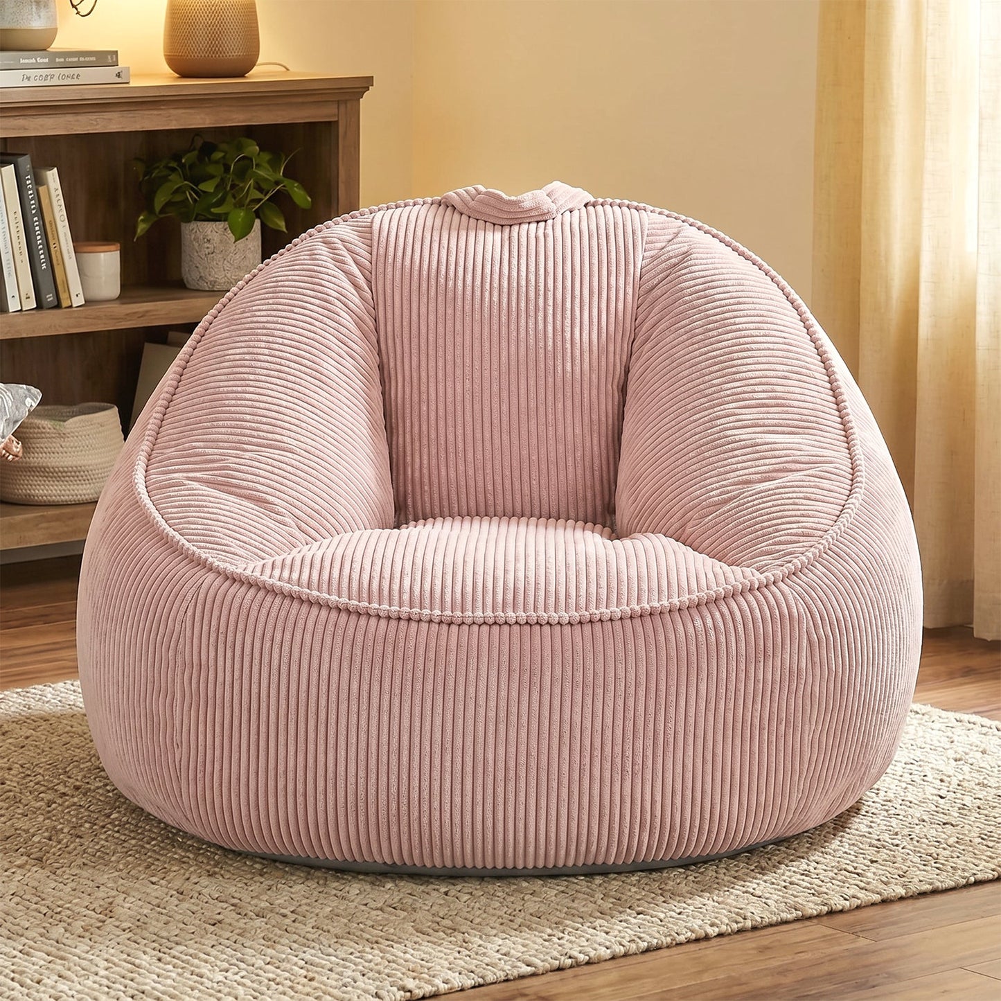 Advwin 90*92cm Corduroy Beanbag Sofa with Backrest