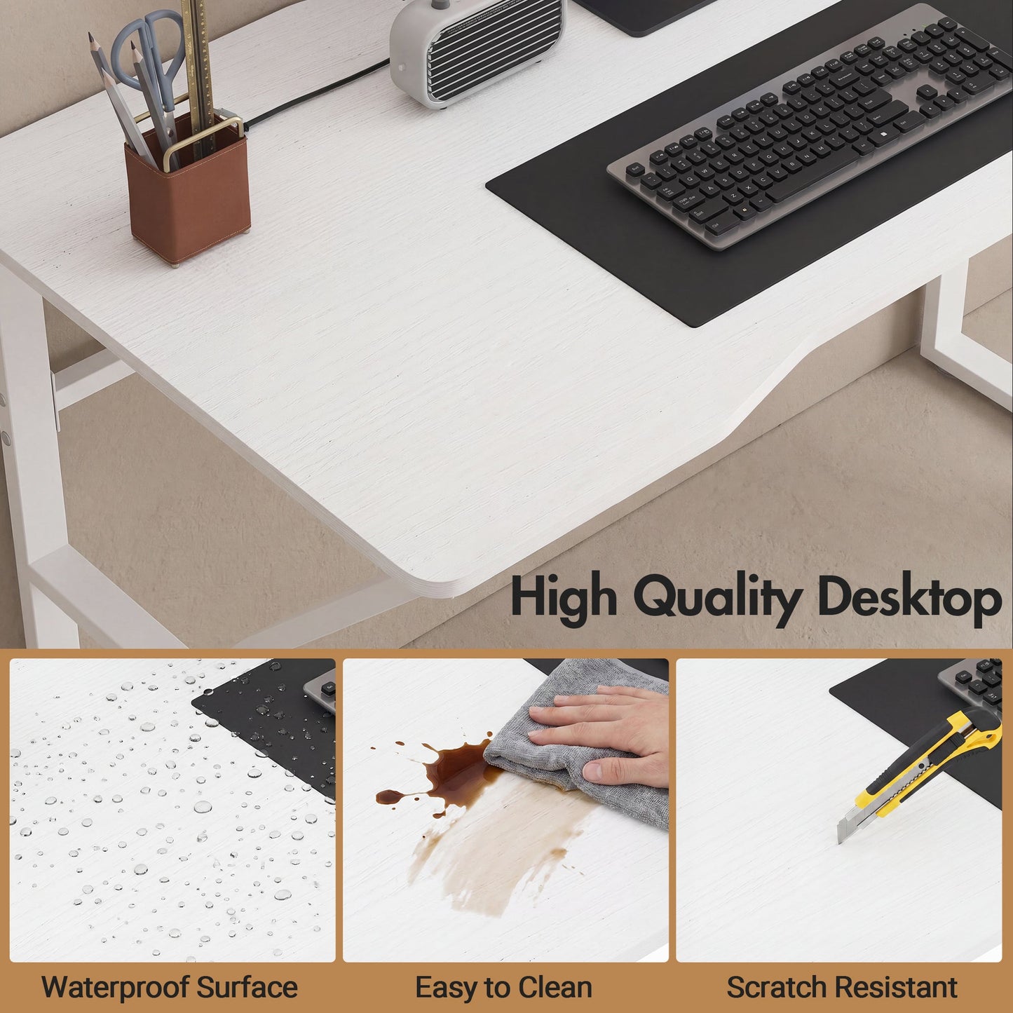 Advwin 120cm Computer Desk with 2 Cable Holes