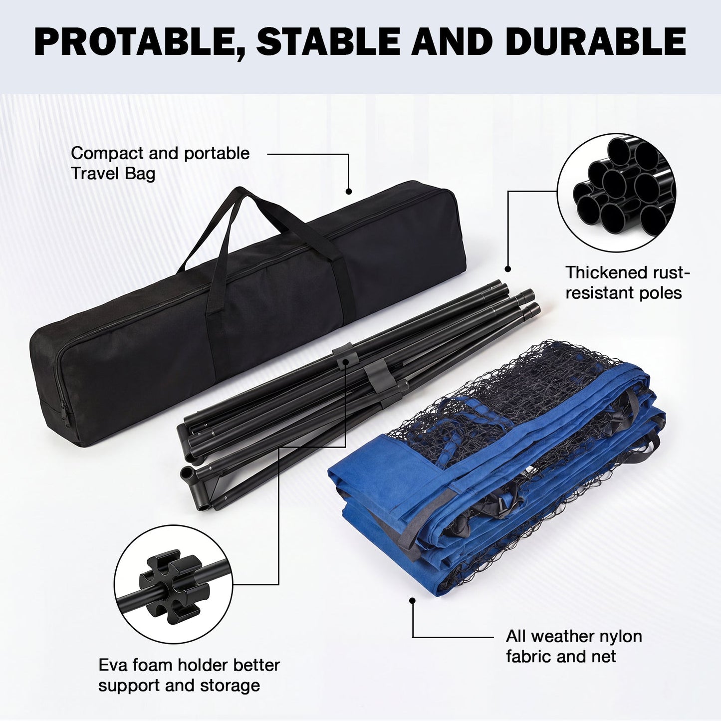 Advwin 4.2m Portable Badminton Net Height Adjustable
